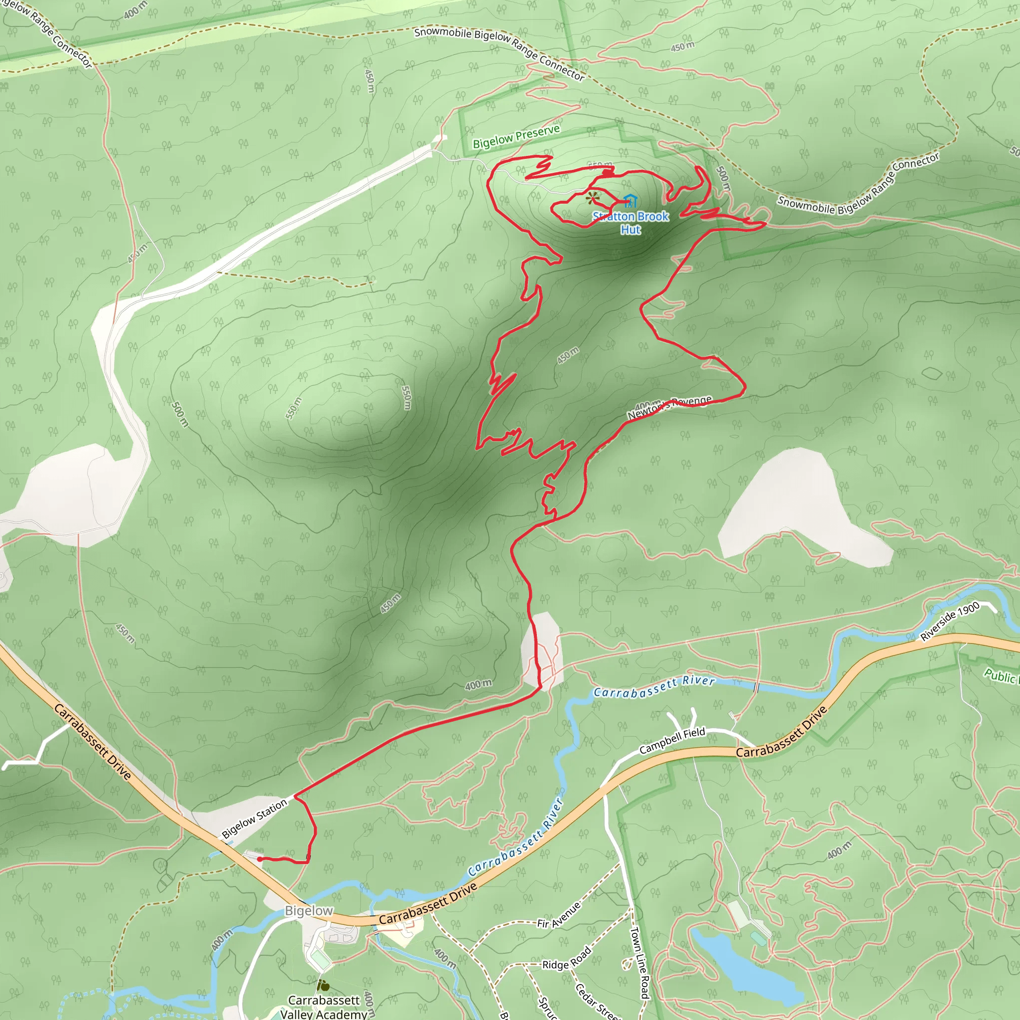 Oak Knoll Loop from Bigelow mobile static map