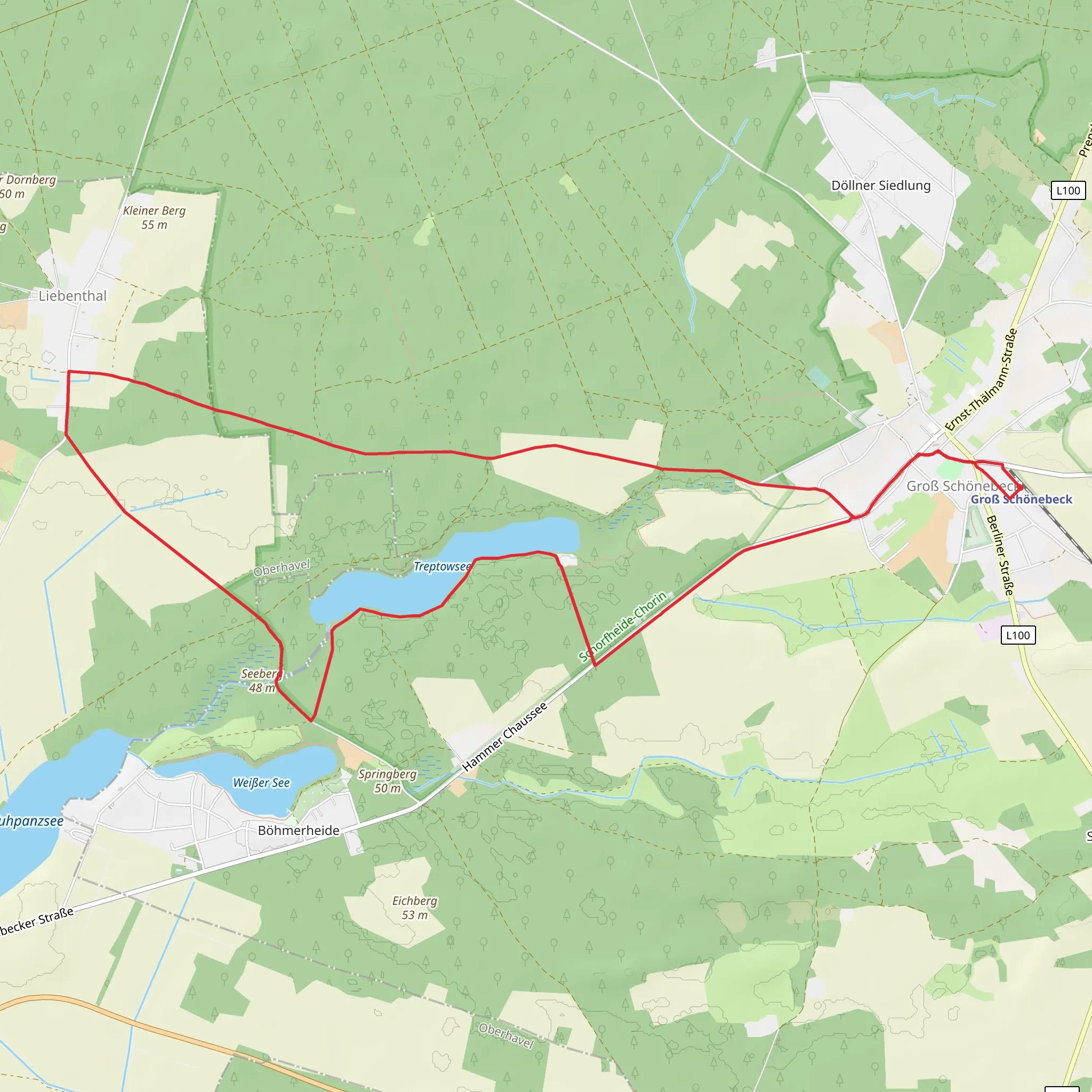 Treptowsee via Gruener Balken mobile static map