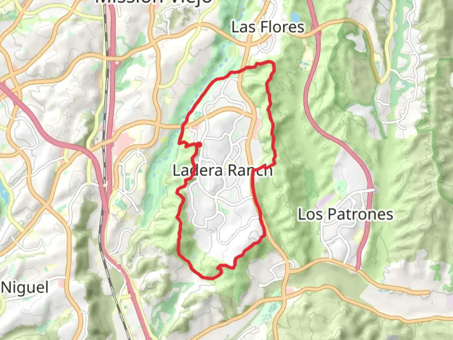 An image depicting the trail Ldera Ranch Trail Loop and its surrounding area.