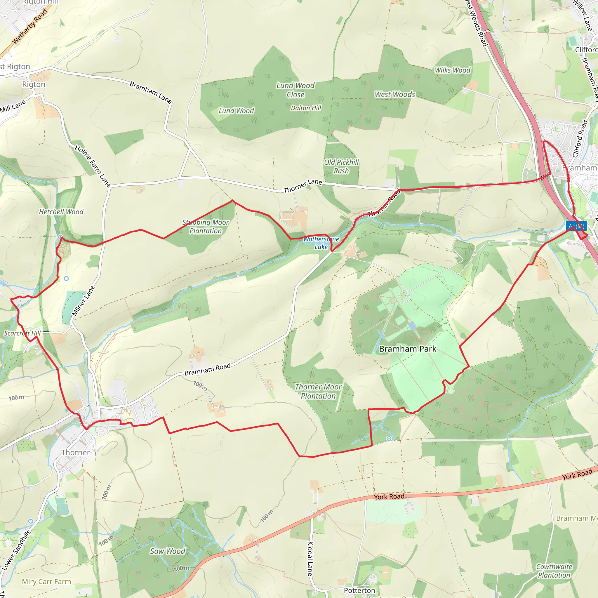 Bramham - Scarcroft Hill - Thorner and Bramham Park mobile static map