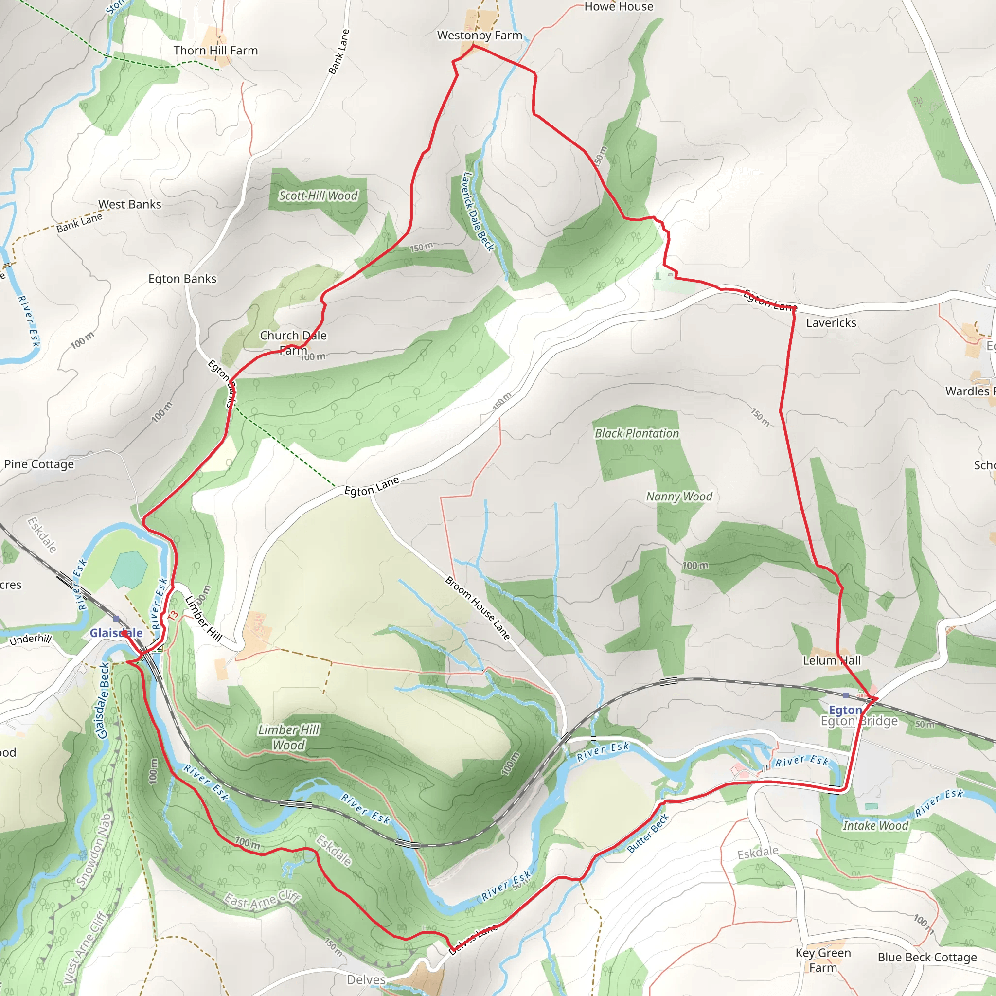 Glaisdale and Egton Bridge Walk mobile static map