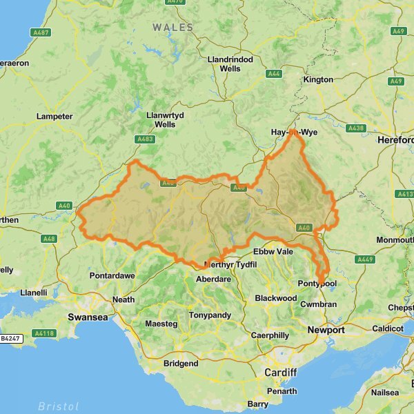 Brecon Beacons National Park mobile static map