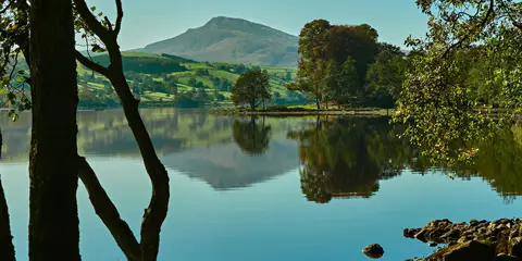 An image depicting the trail Llyn Tegid - Bala Lake Big Loop Walk and its surrounding area.