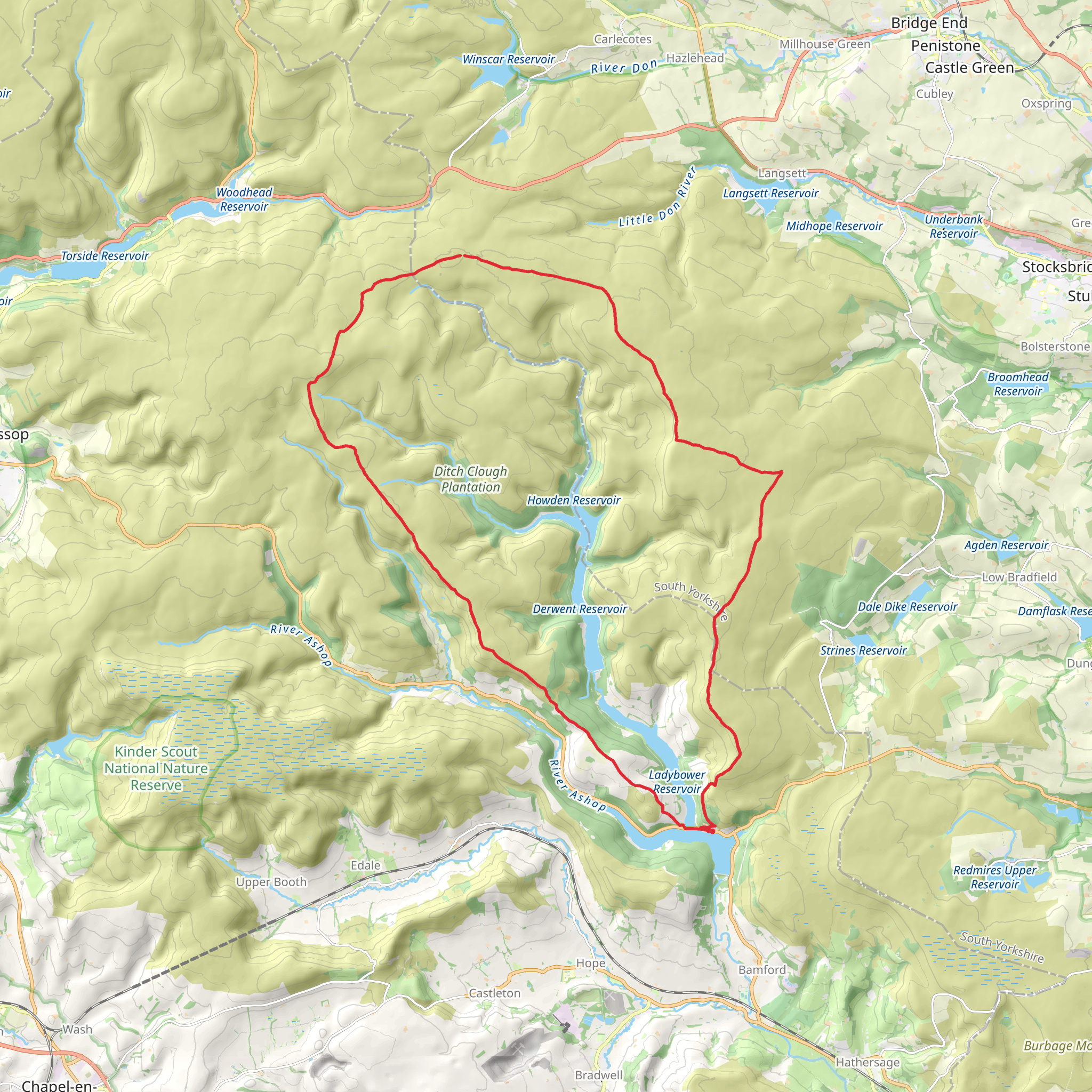 Derwent Valley Skyline from Ashopton mobile static map