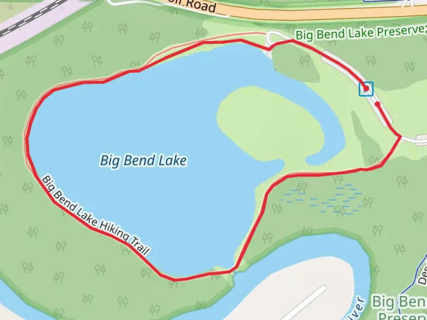 An image depicting the trail Big Bend Lake Loop and its surrounding area.