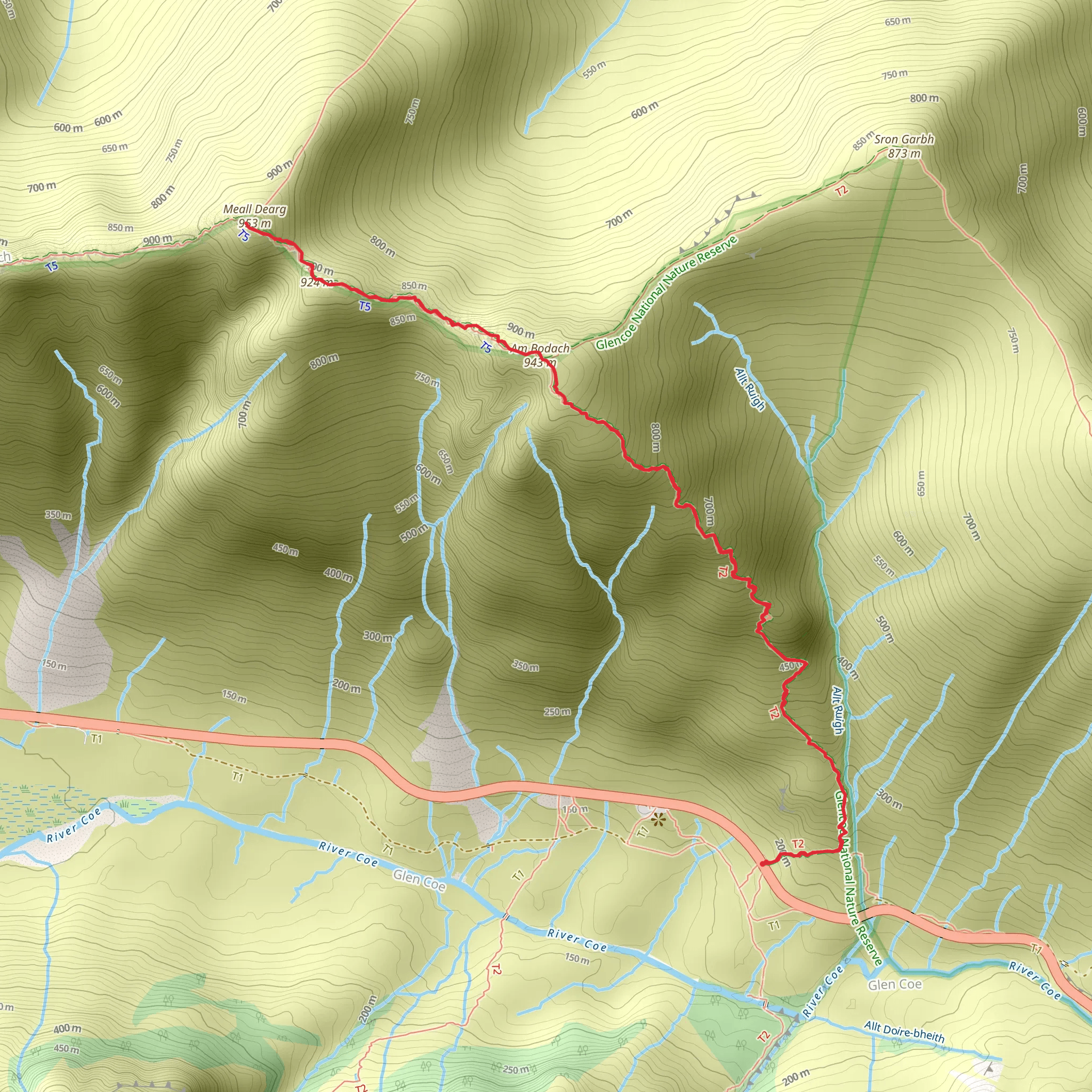 Meall Dearg - Aonach Eagach mobile static map