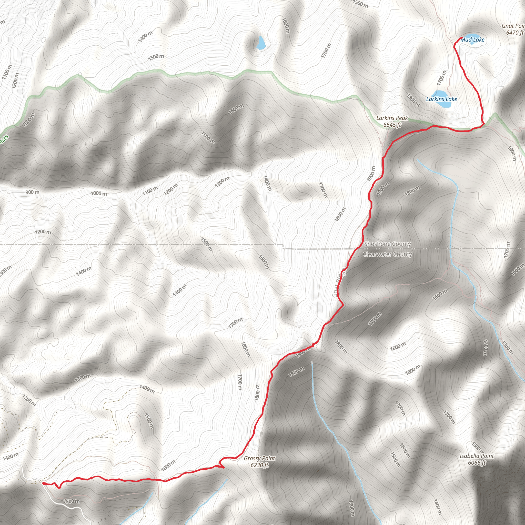 Larkins Peak and Mud Lake Walk mobile static map