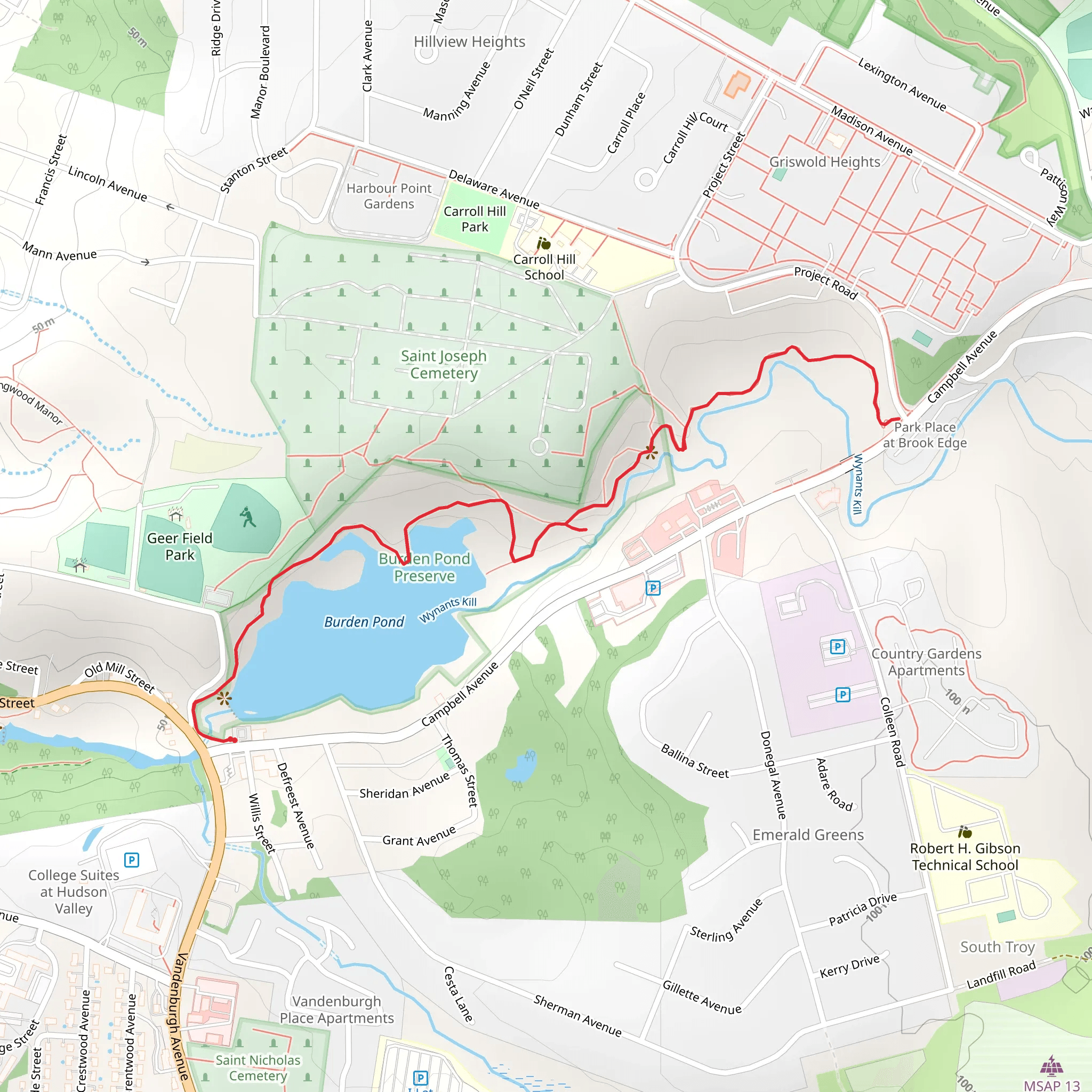 Wynants Kill Falls Trail mobile static map