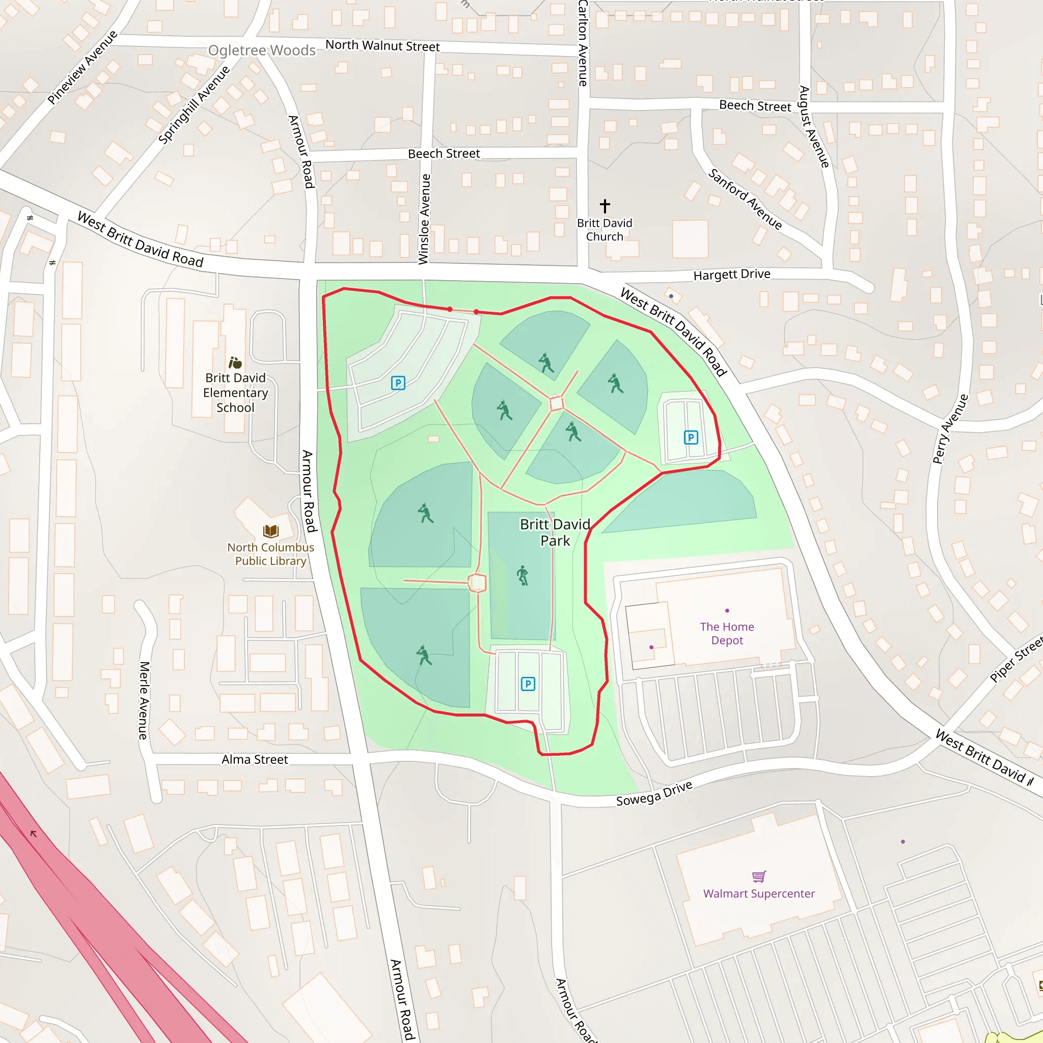 Britt David Park Loop mobile static map