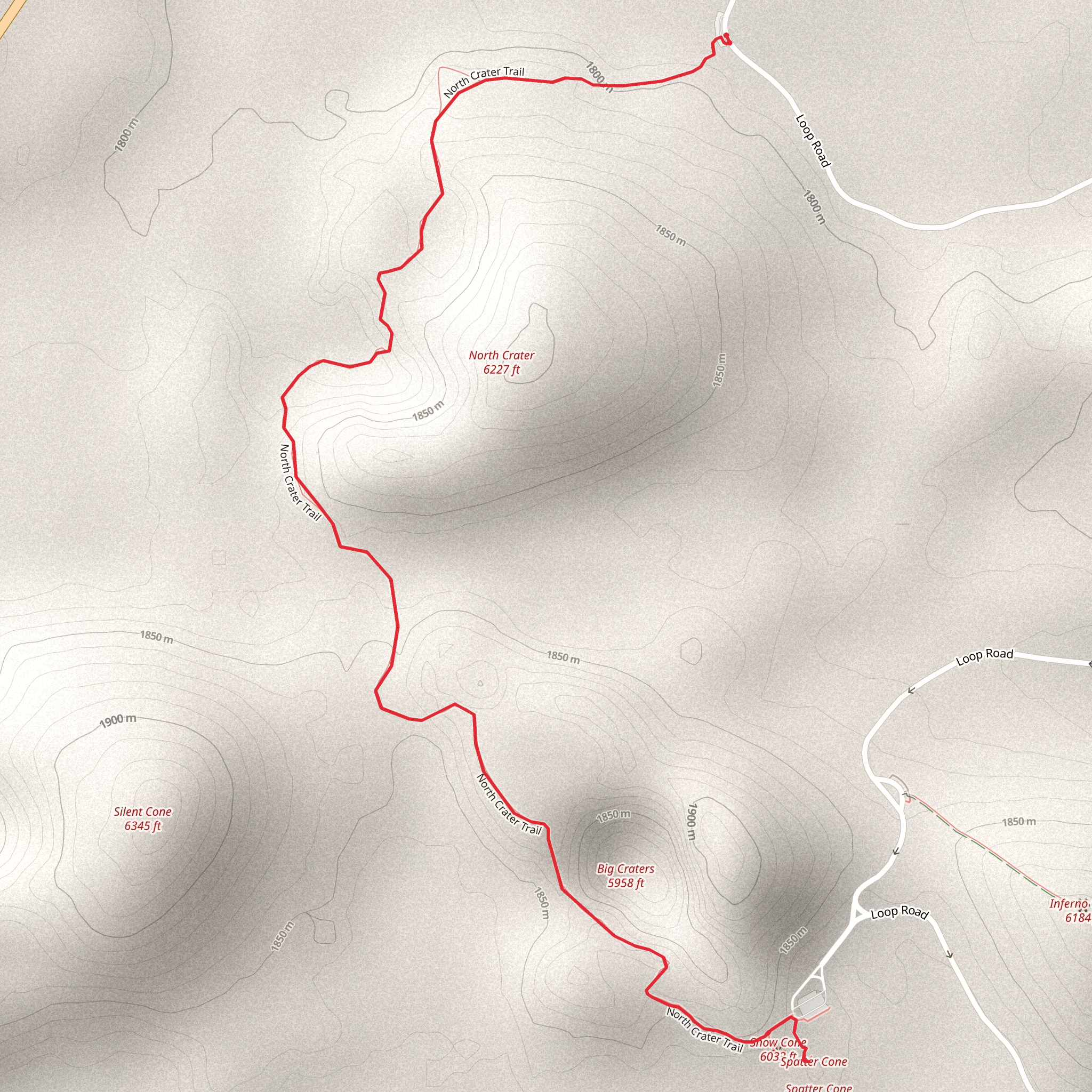 Spatter Cone via North Crater Trail mobile static map