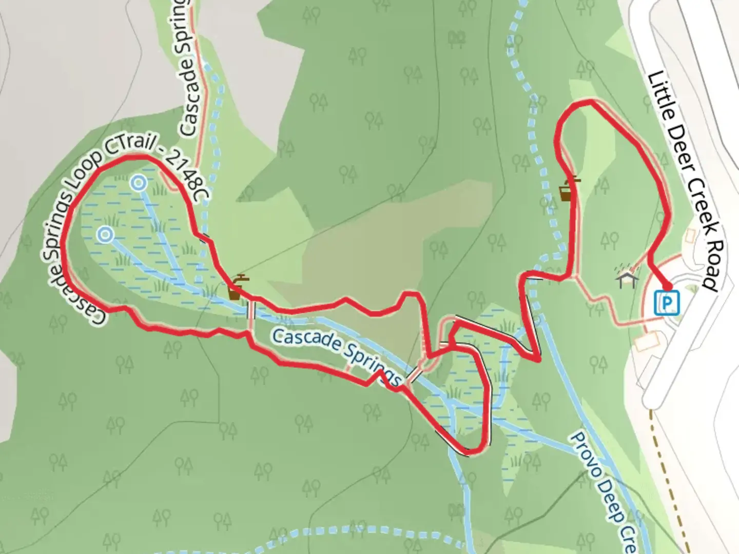 An image depicting the trail Cascade Springs Loop Trail and its surrounding area.