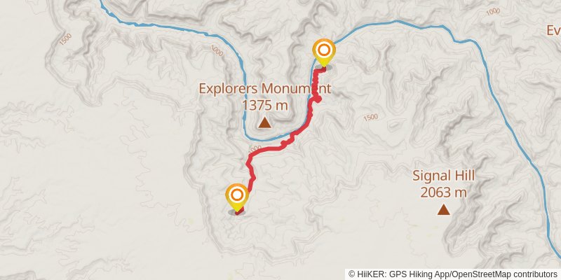 Royal Arch Route and Tonto Loop via South Bass Trail stage 2 Map