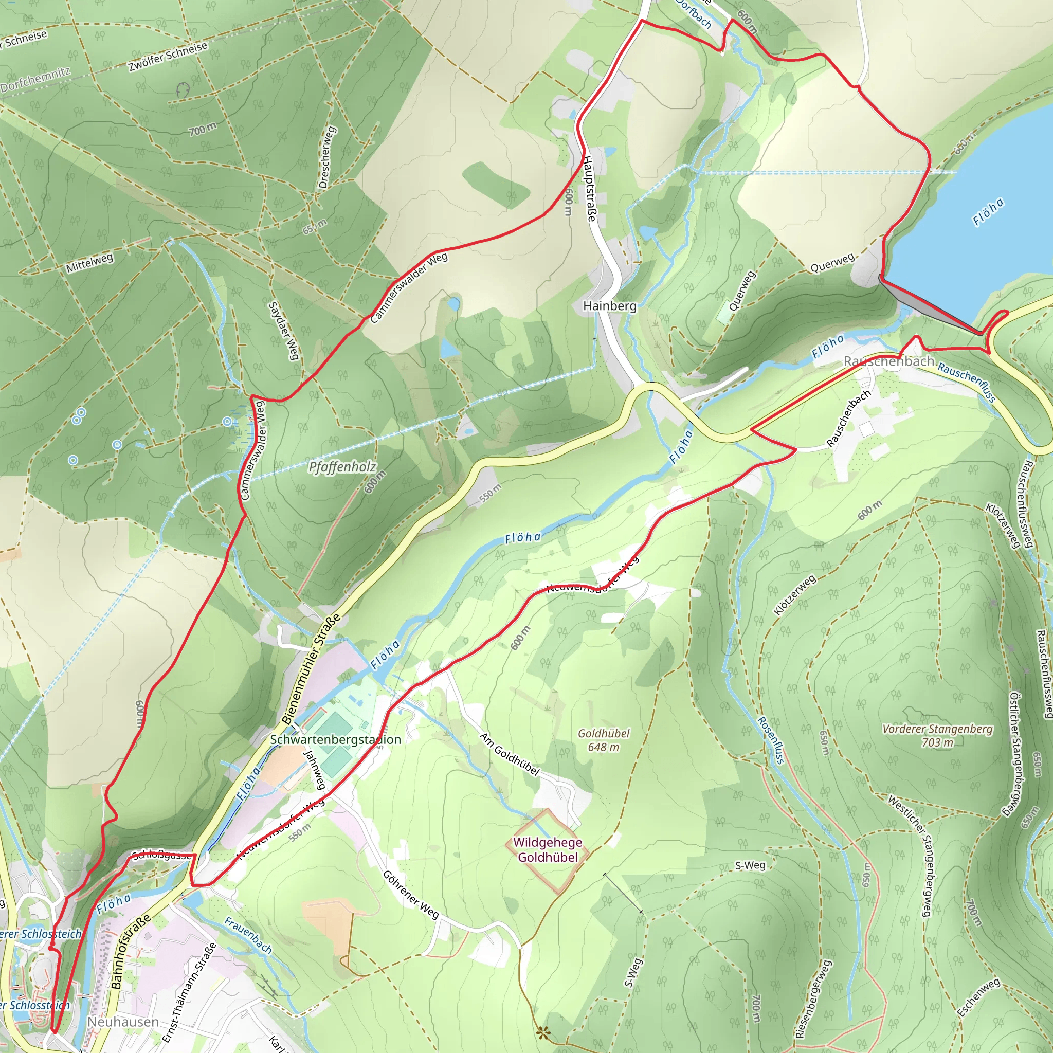 Schloß Purschenstein and Talsperre Rauschenbach Loop mobile static map