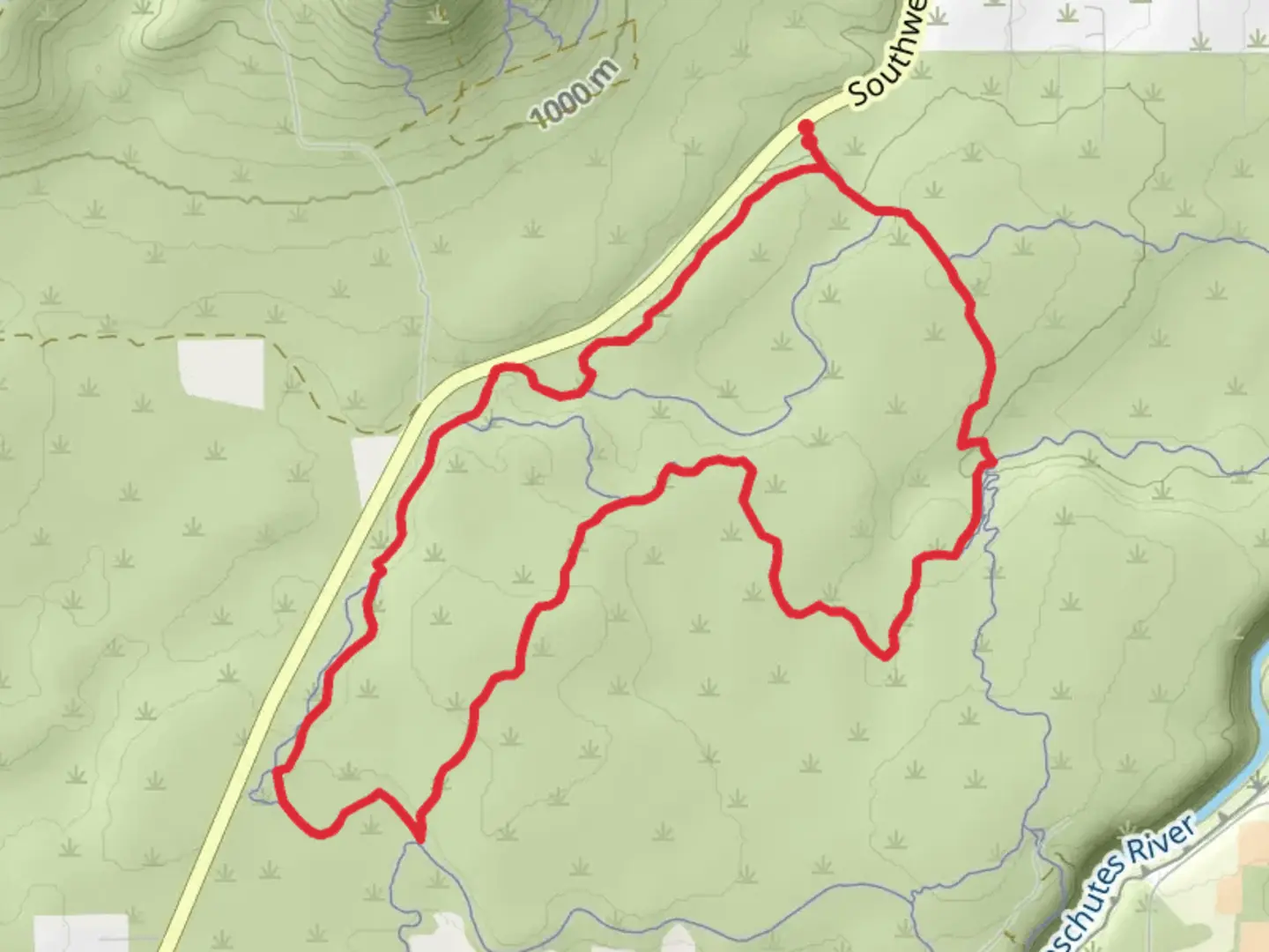 An image depicting the trail Oregon Sunshine and Lost Dream Loop Trail and its surrounding area.