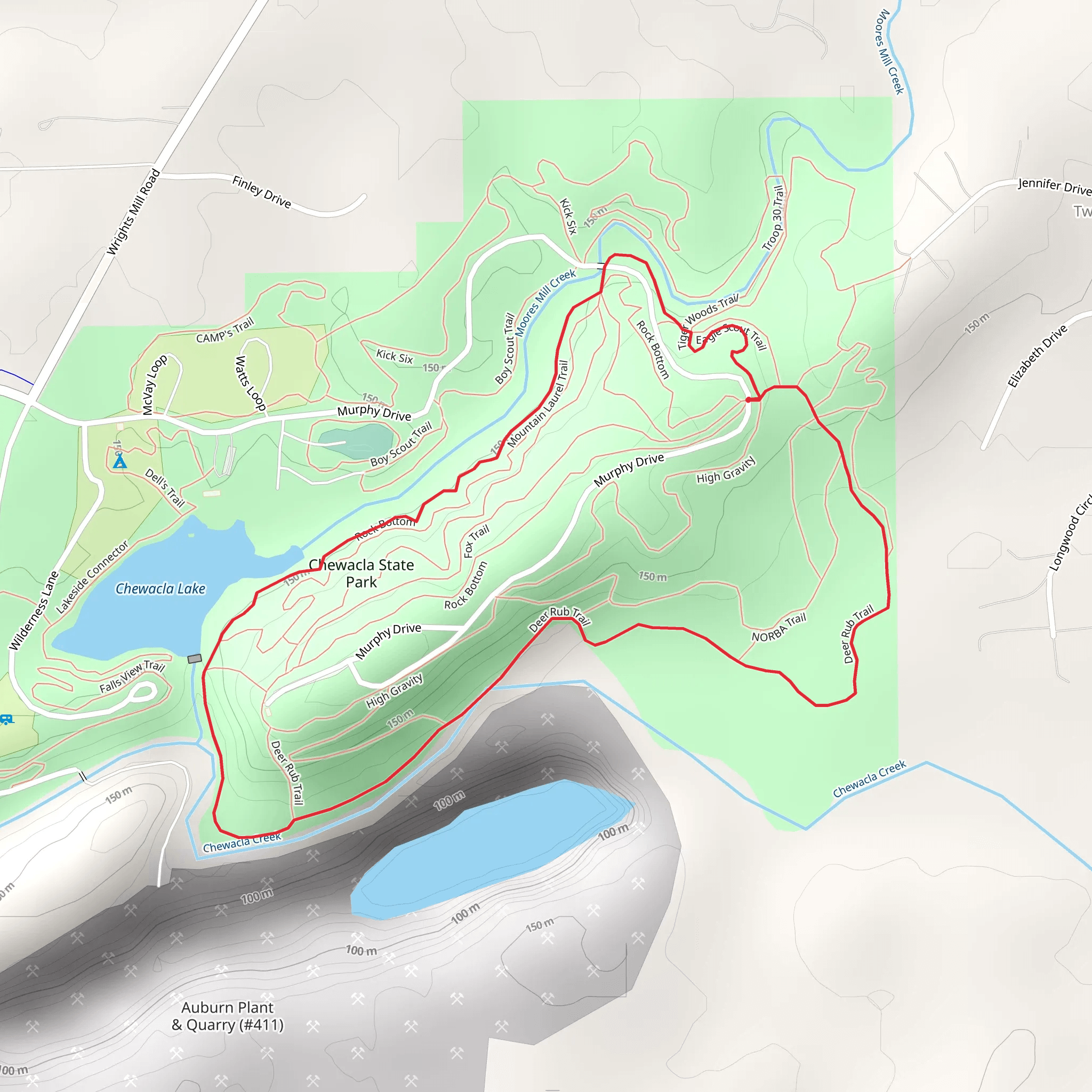 Deer Rub and Mountain Laurel Loop Trail mobile static map