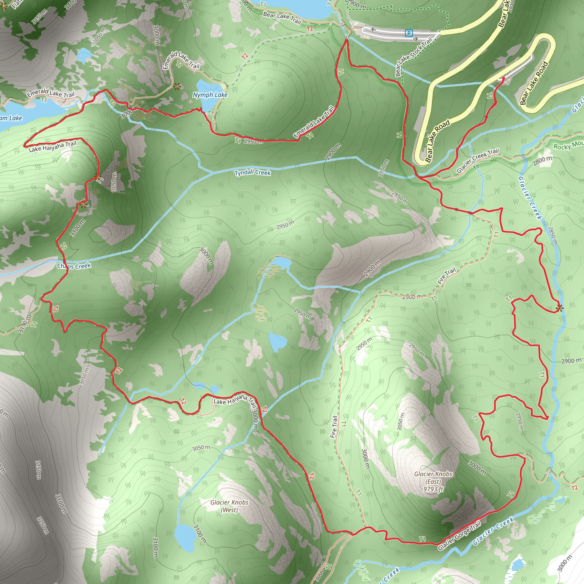 Glacier Gorge, Lake Haiyaha and Emerald Lake Loop Trail mobile static map