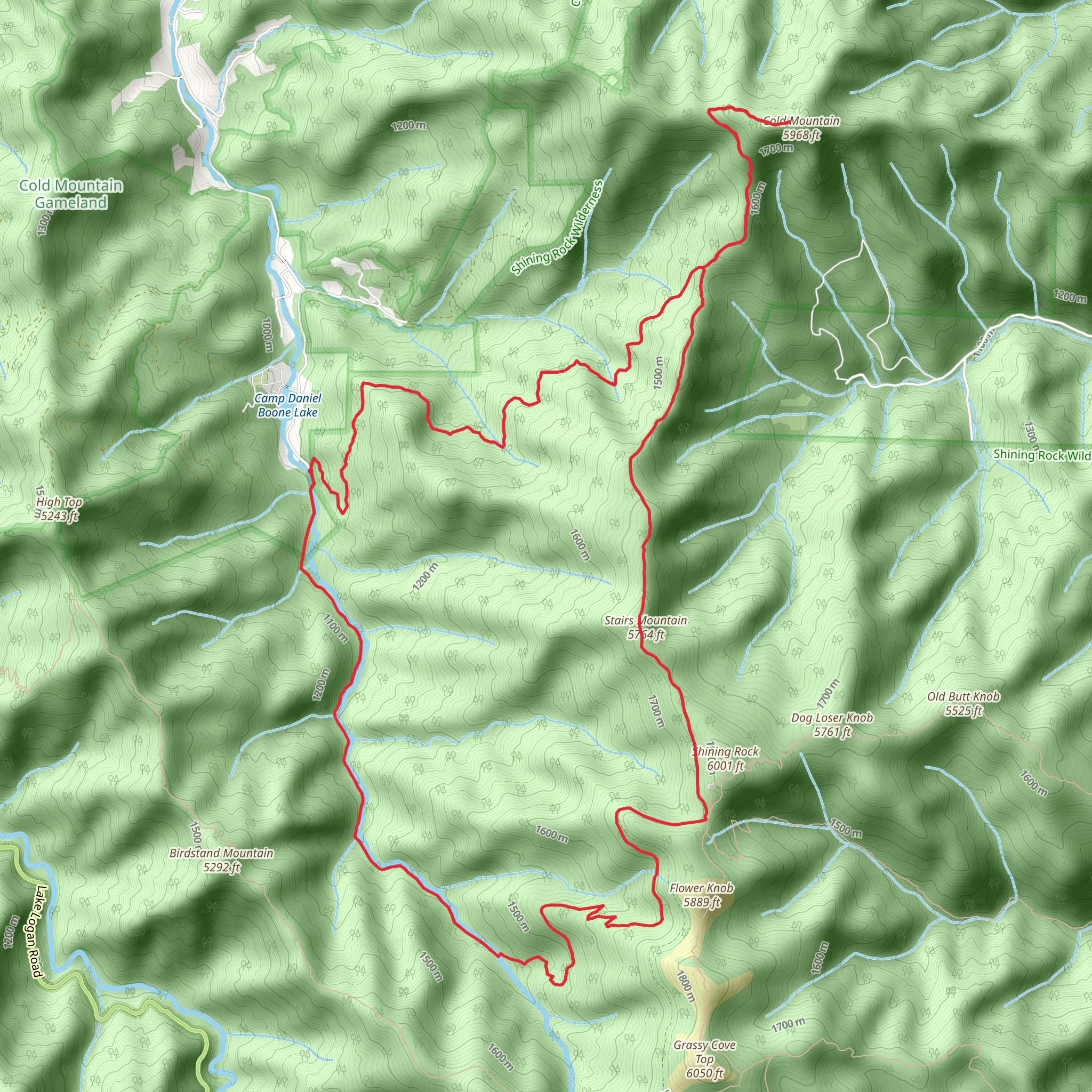 Little East Fork, Art Loeb, Stairs Mountain and Cold Mountain Loop Trail mobile static map