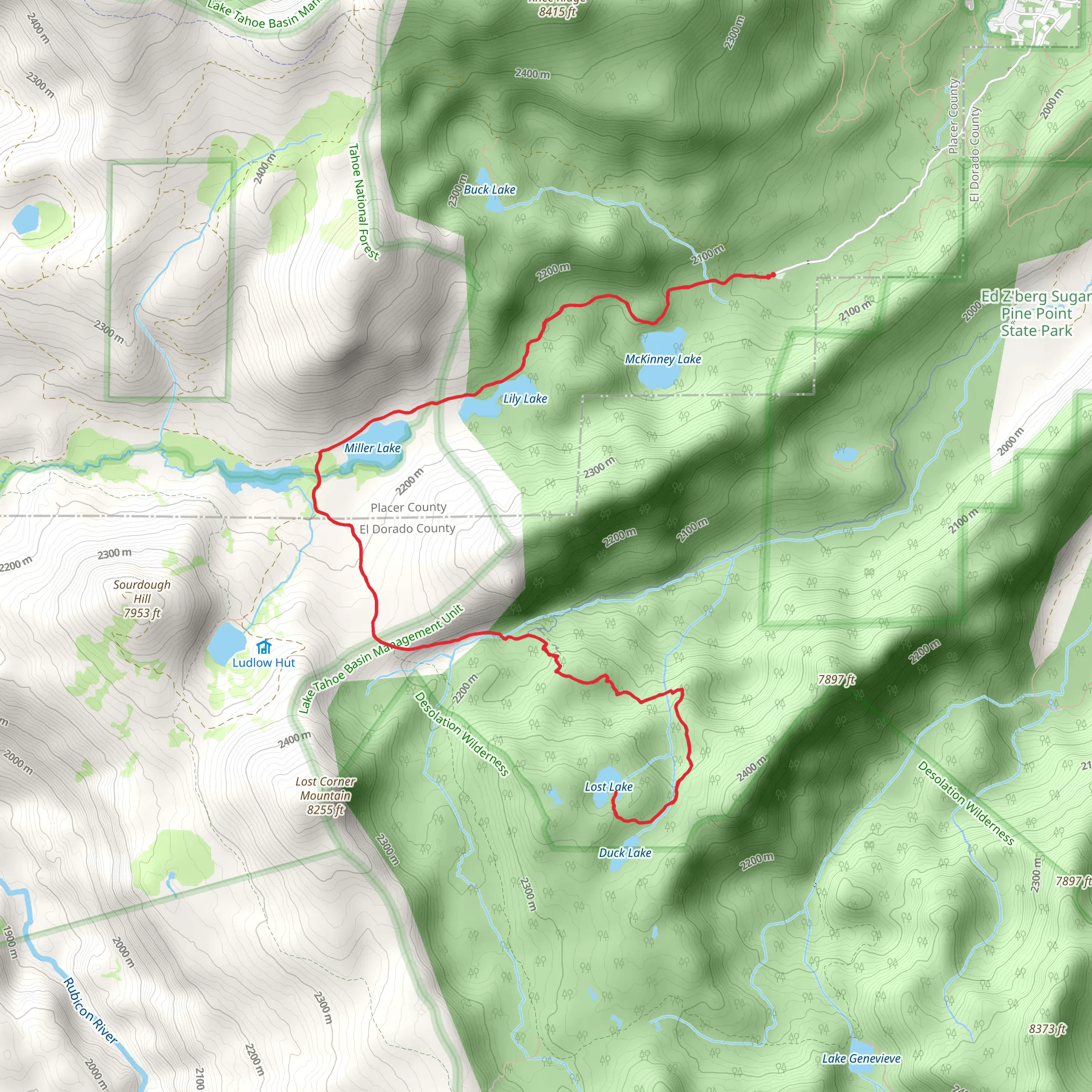 Lost Lake via Rubicon Trail mobile static map