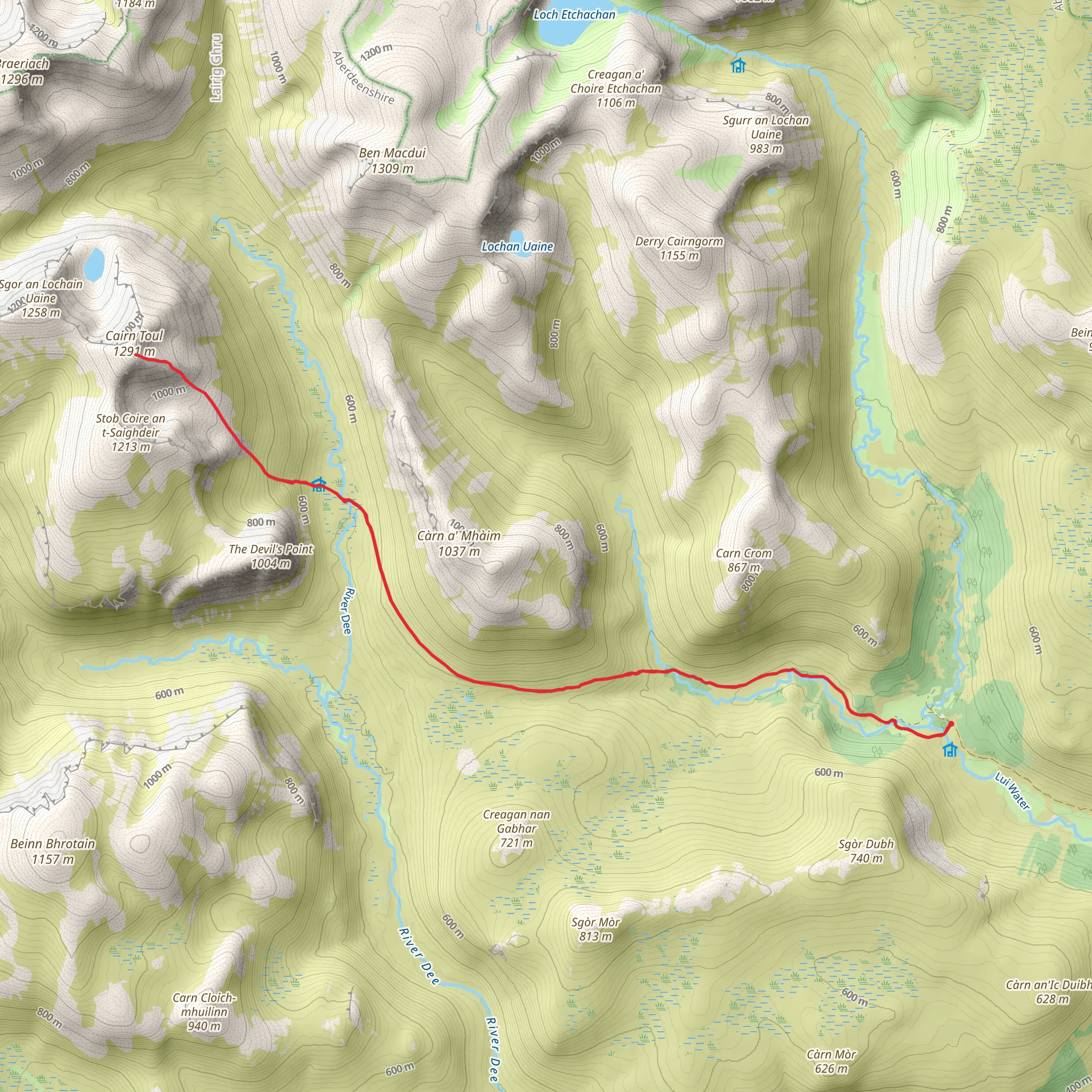 East Ridge From Derry Lodge mobile static map