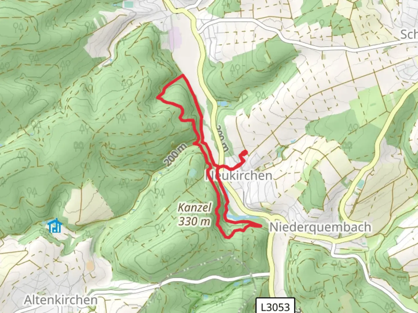 An image depicting the trail Wochenendhäuser Loop via Neukirchen and its surrounding area.
