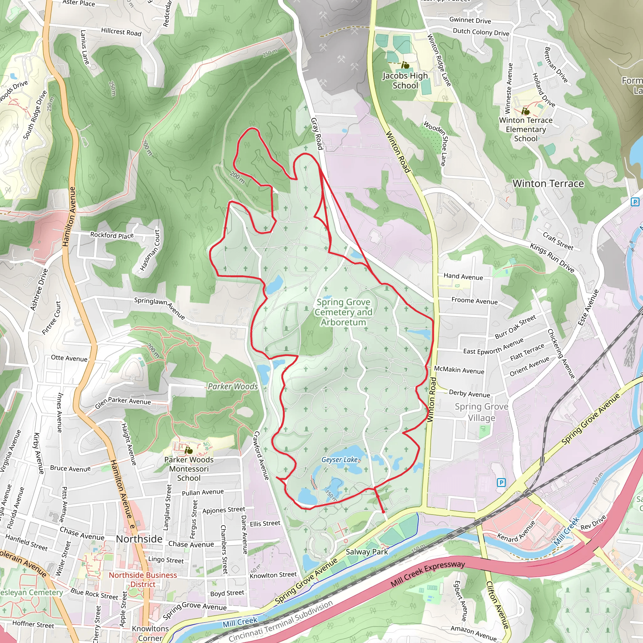 Spring Grove Cemetery and Arboretum Loop mobile static map