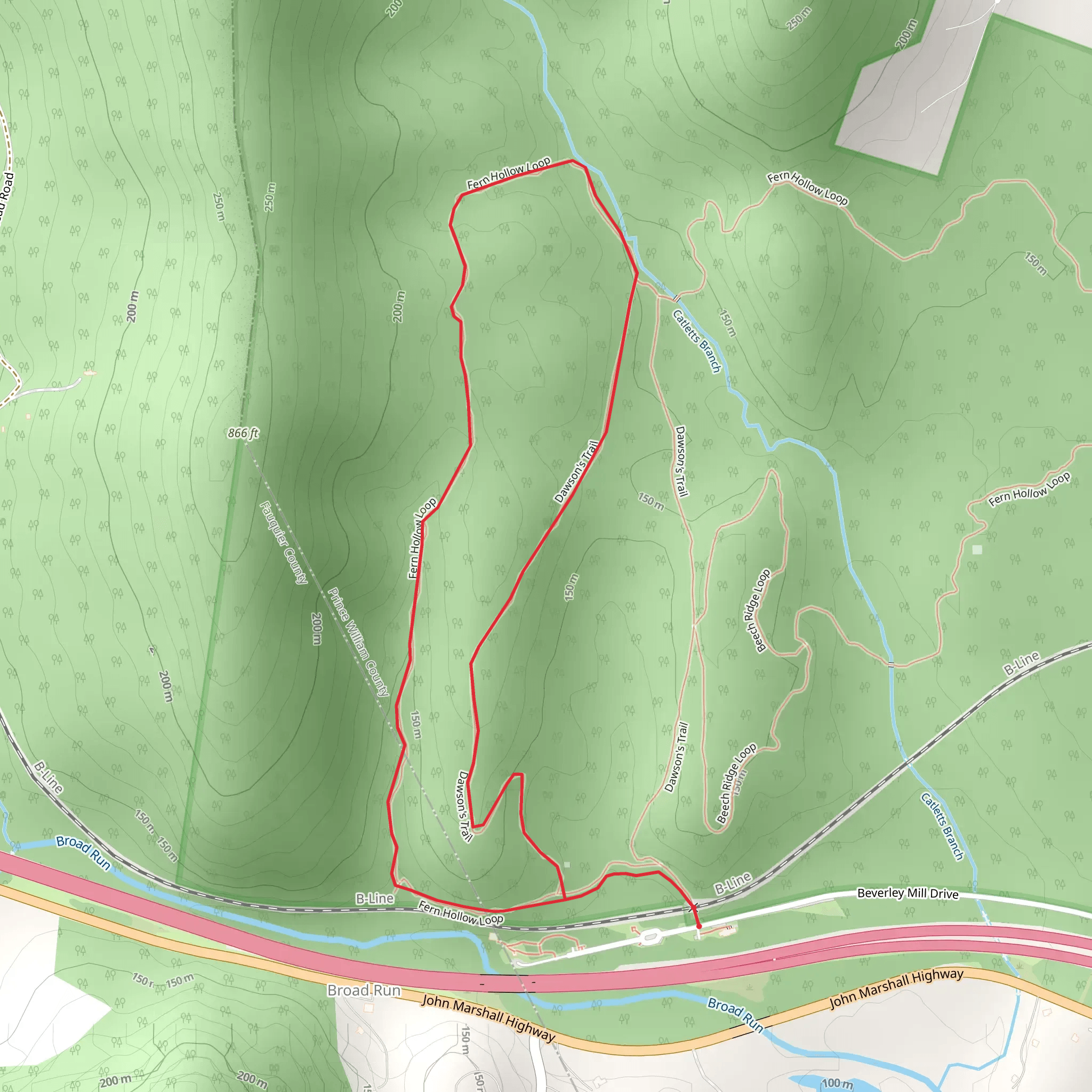 Fern Hollow and Dawson's Loop Trail mobile static map