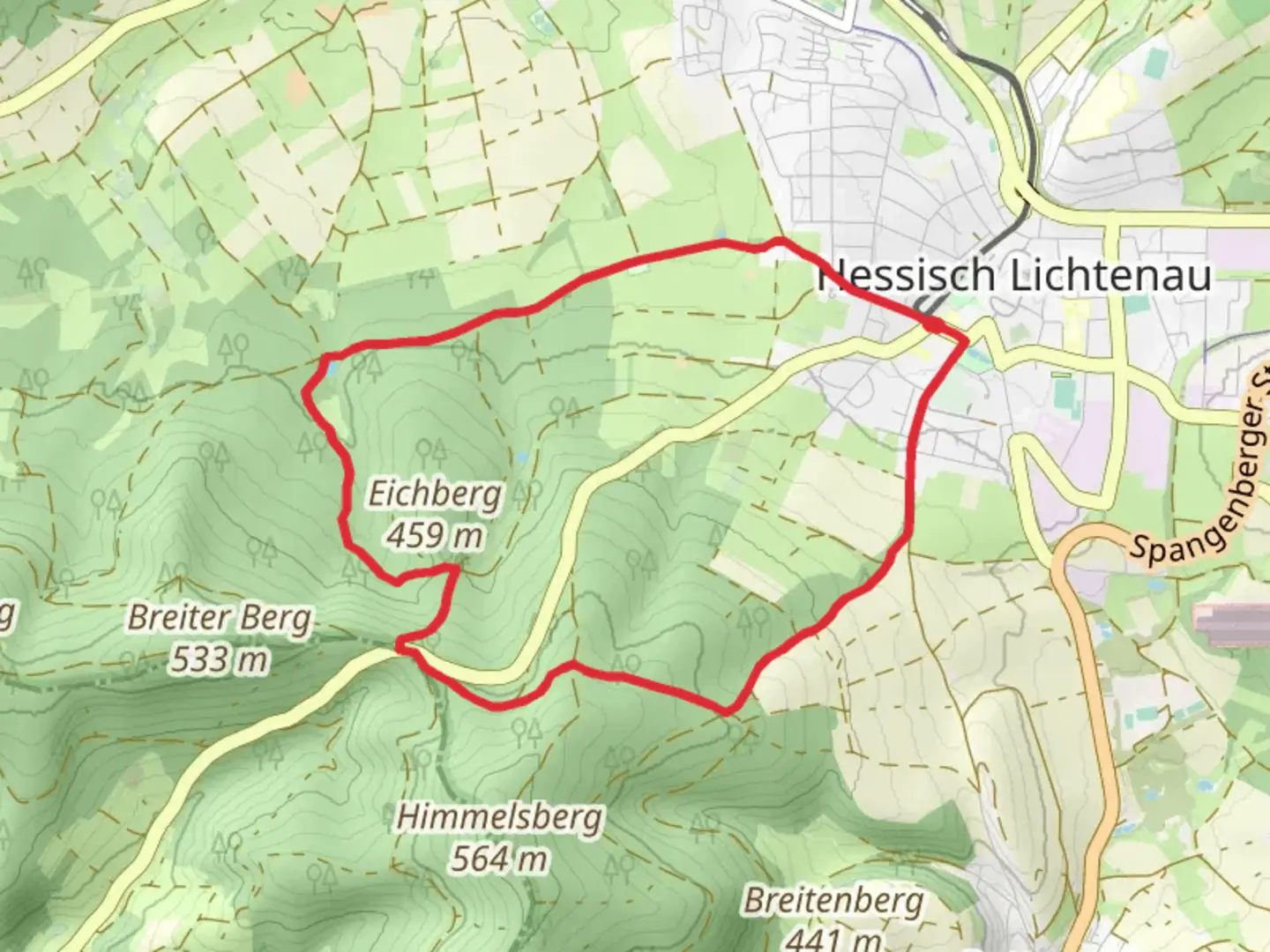 An image depicting the trail Franzosenstrasse and Saelzerweg and its surrounding area.