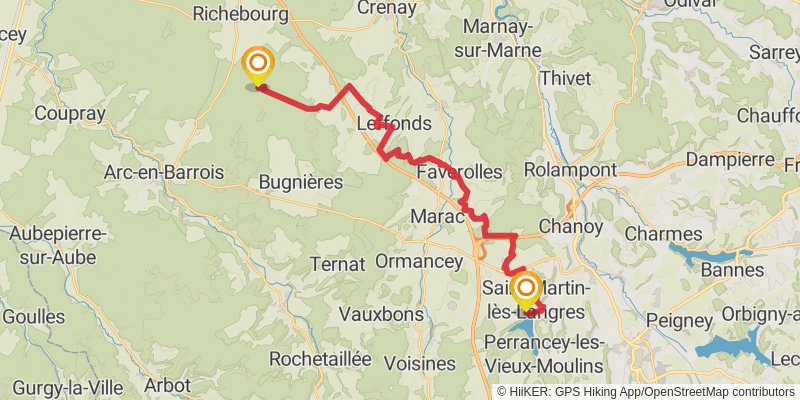 Via Francigena - France stage 36 Map
