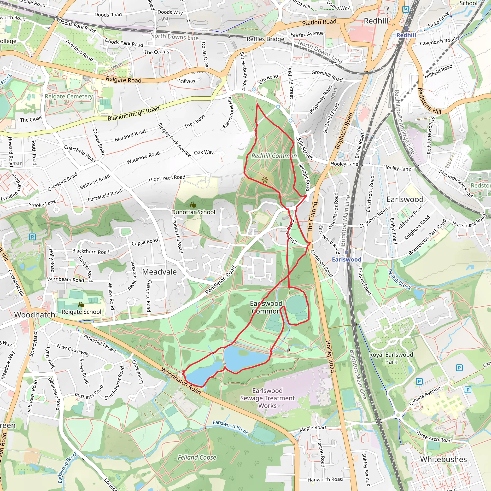 Redhill and Earlswood Common Loop mobile static map