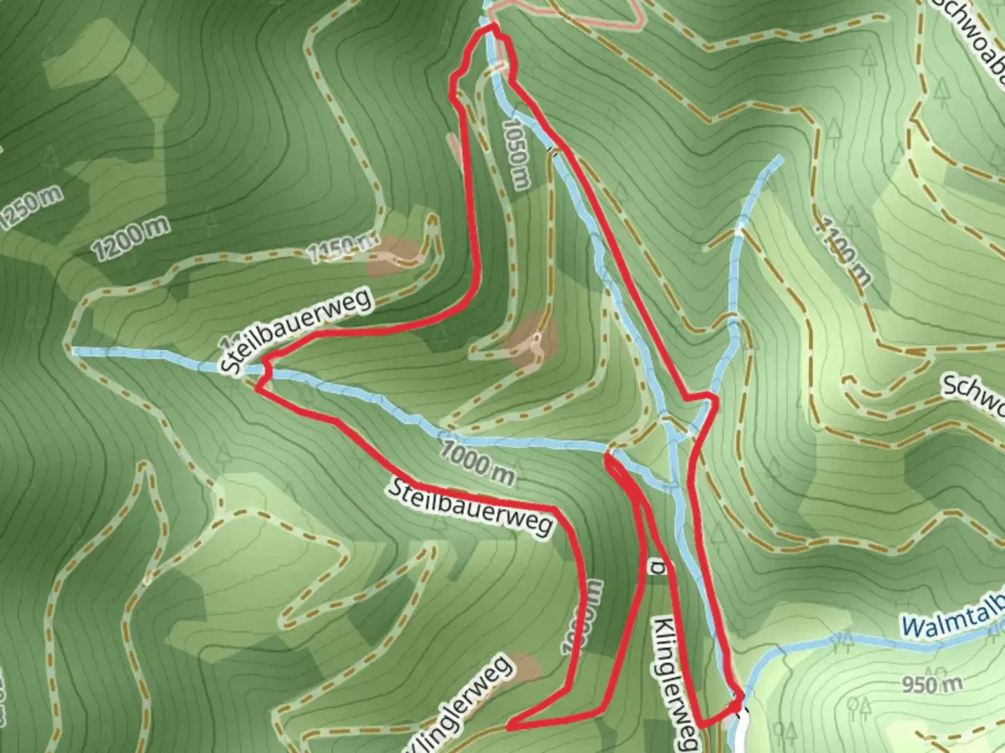 An image depicting the trail Raab Origin Loop and its surrounding area.