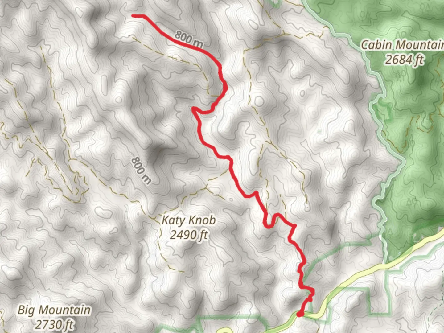 An image depicting the trail Sarahs Creek Road and its surrounding area.
