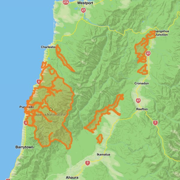 Paparoa National Park mobile static map