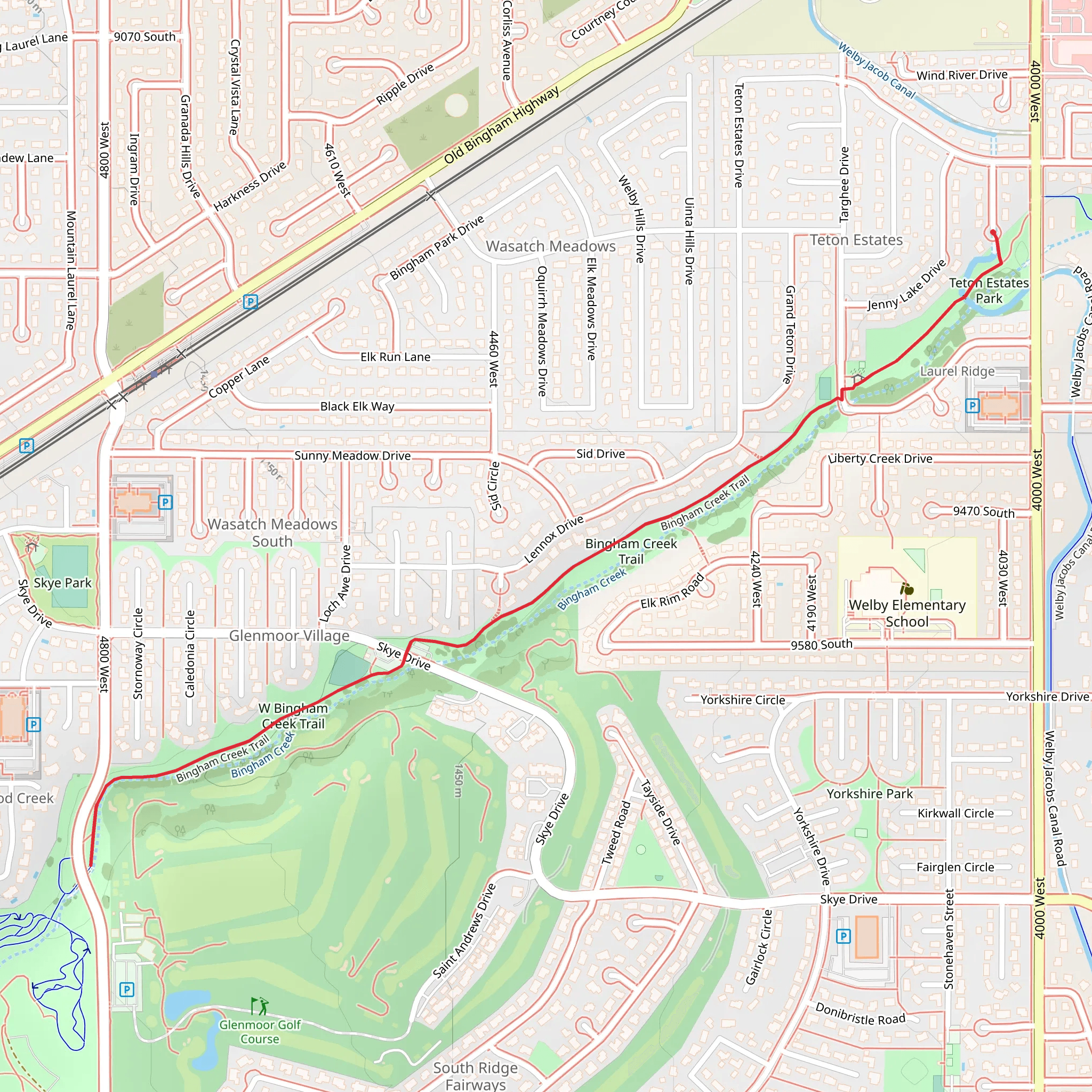 Bingham Creek Trail mobile static map