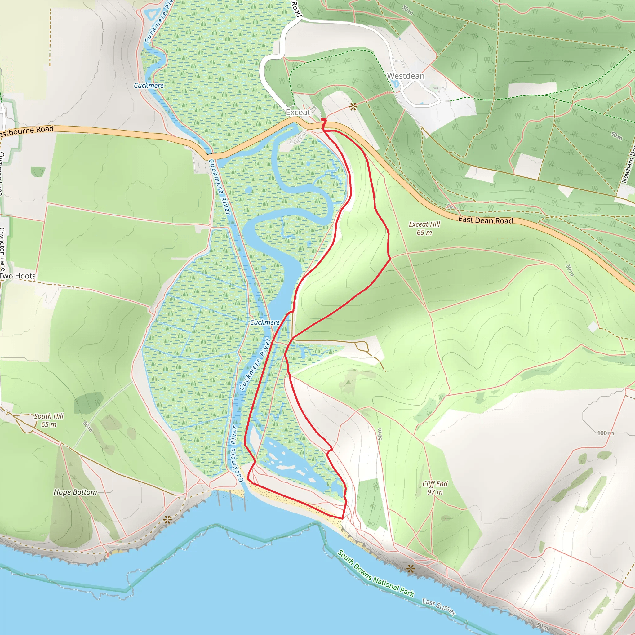 Cuckmere Haven Loop - Exceat mobile static map