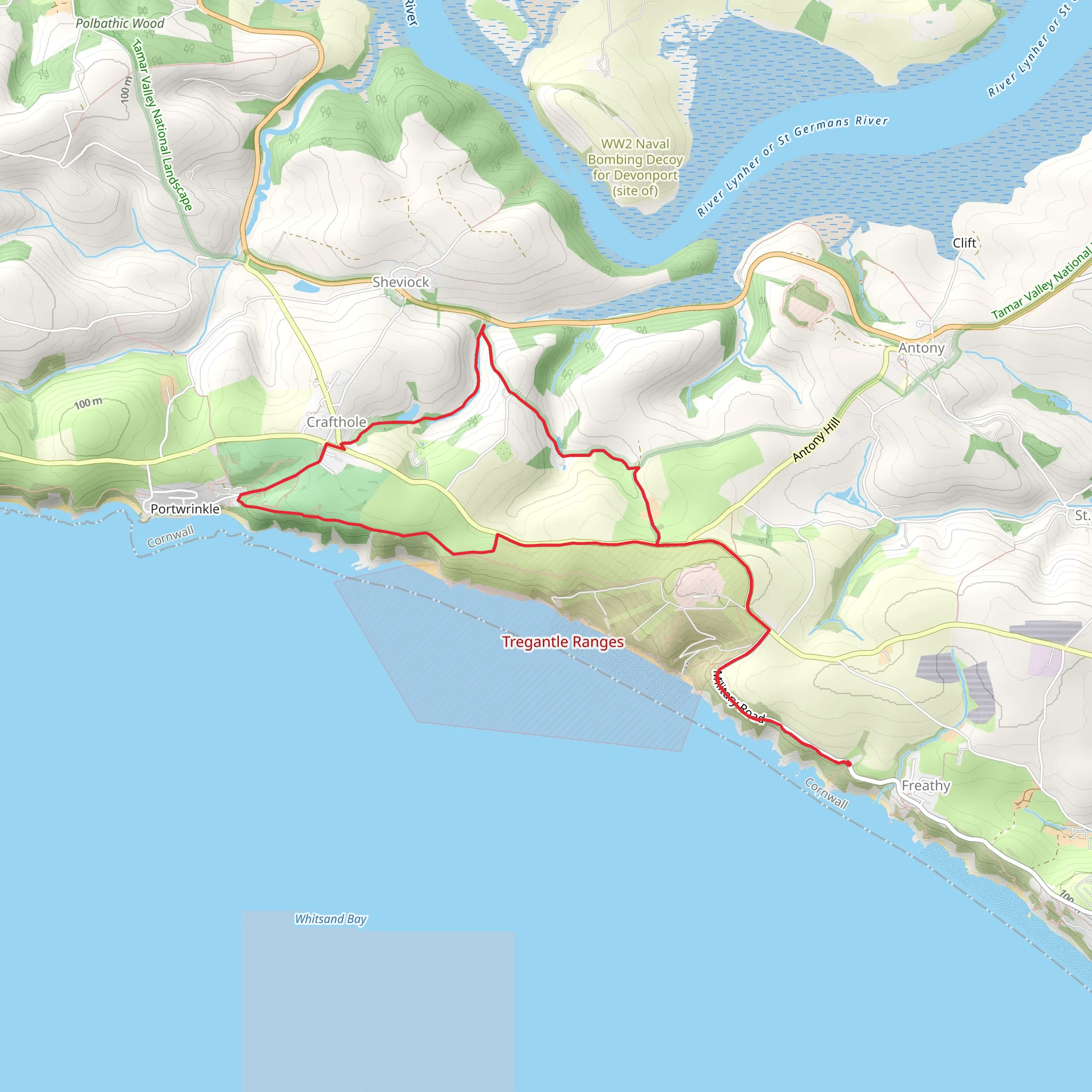 Whitsand Bay Circular Walk mobile static map