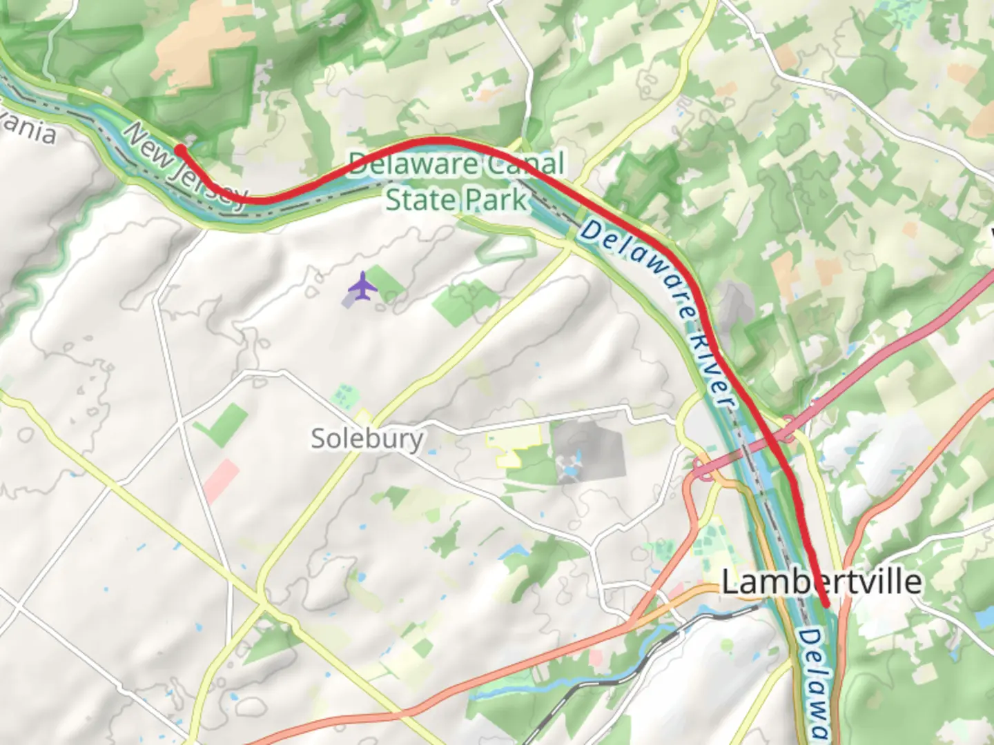 An image depicting the trail Delaware and Raritan Canal Townpath - Raven Rock and its surrounding area.