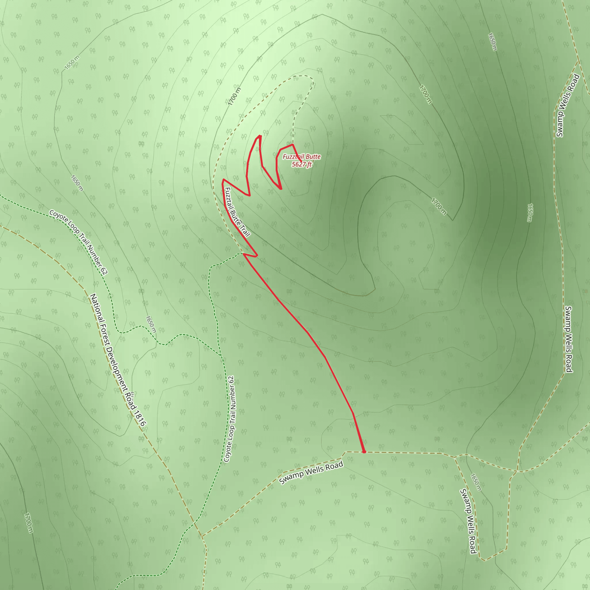 Fuzztail Butte Trail mobile static map