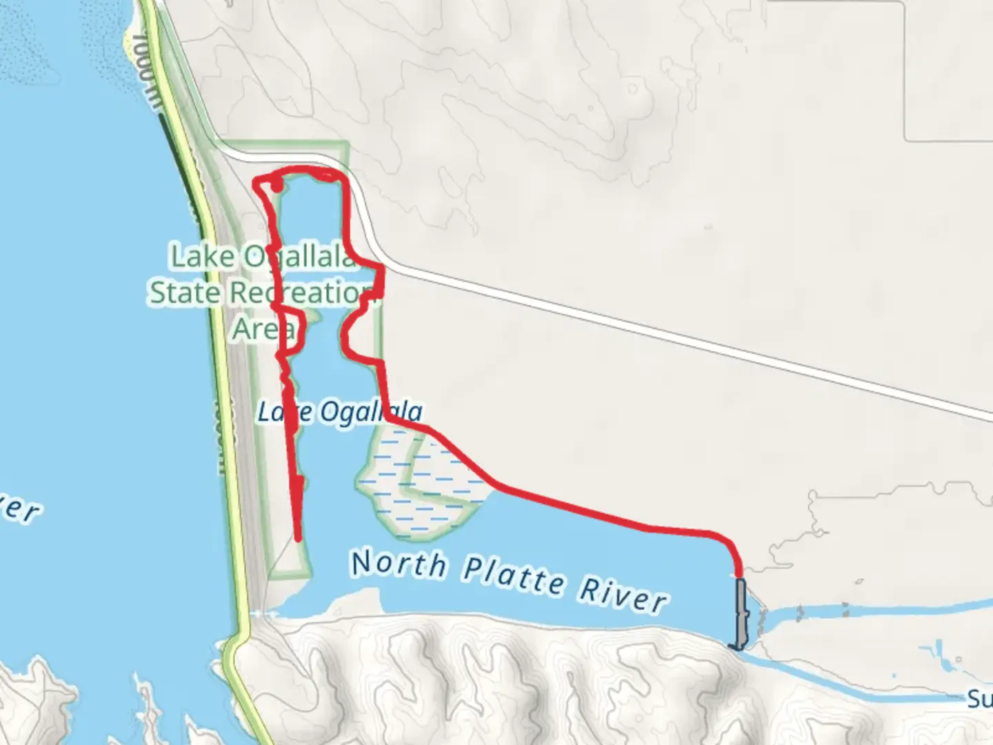 An image depicting the trail Lake Ogallala Loop and its surrounding area.
