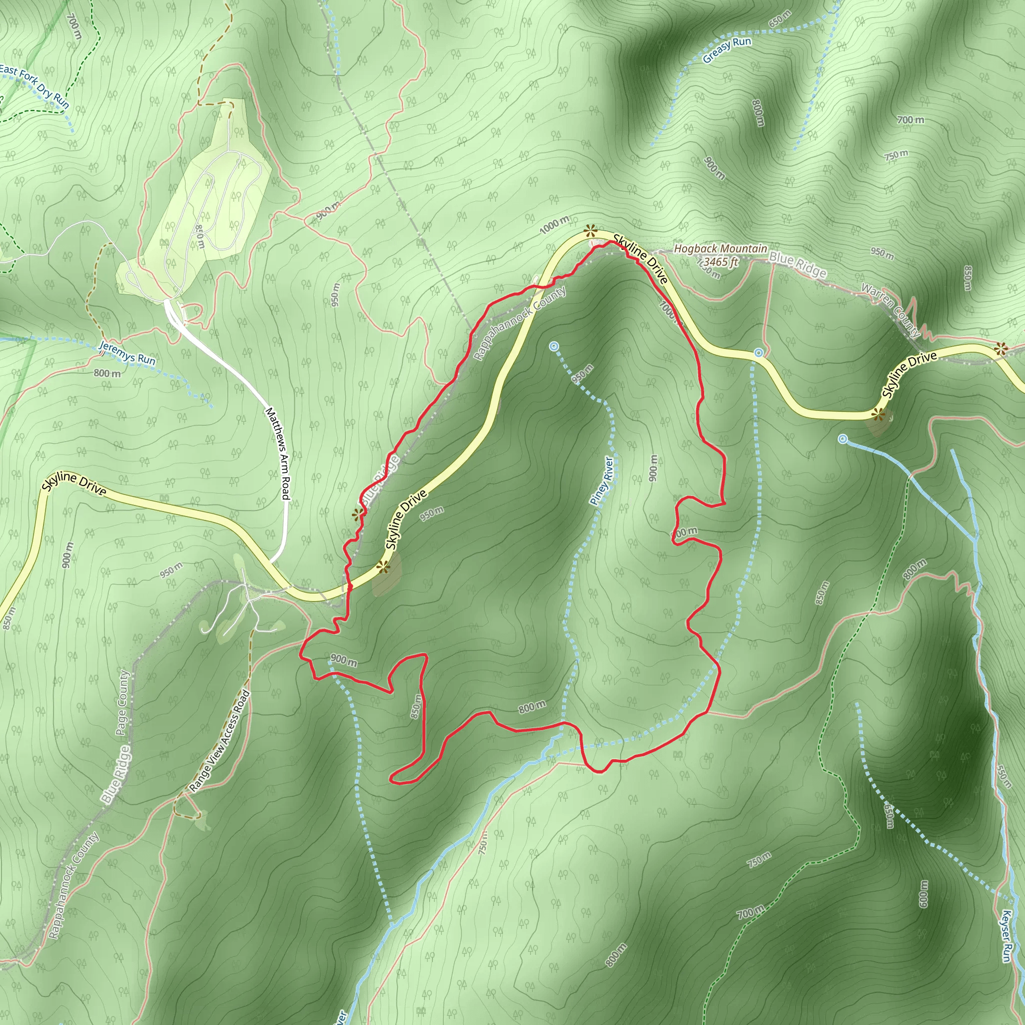 Sugarloaf Loop via Piney Branch and Appalachian Trails mobile static map