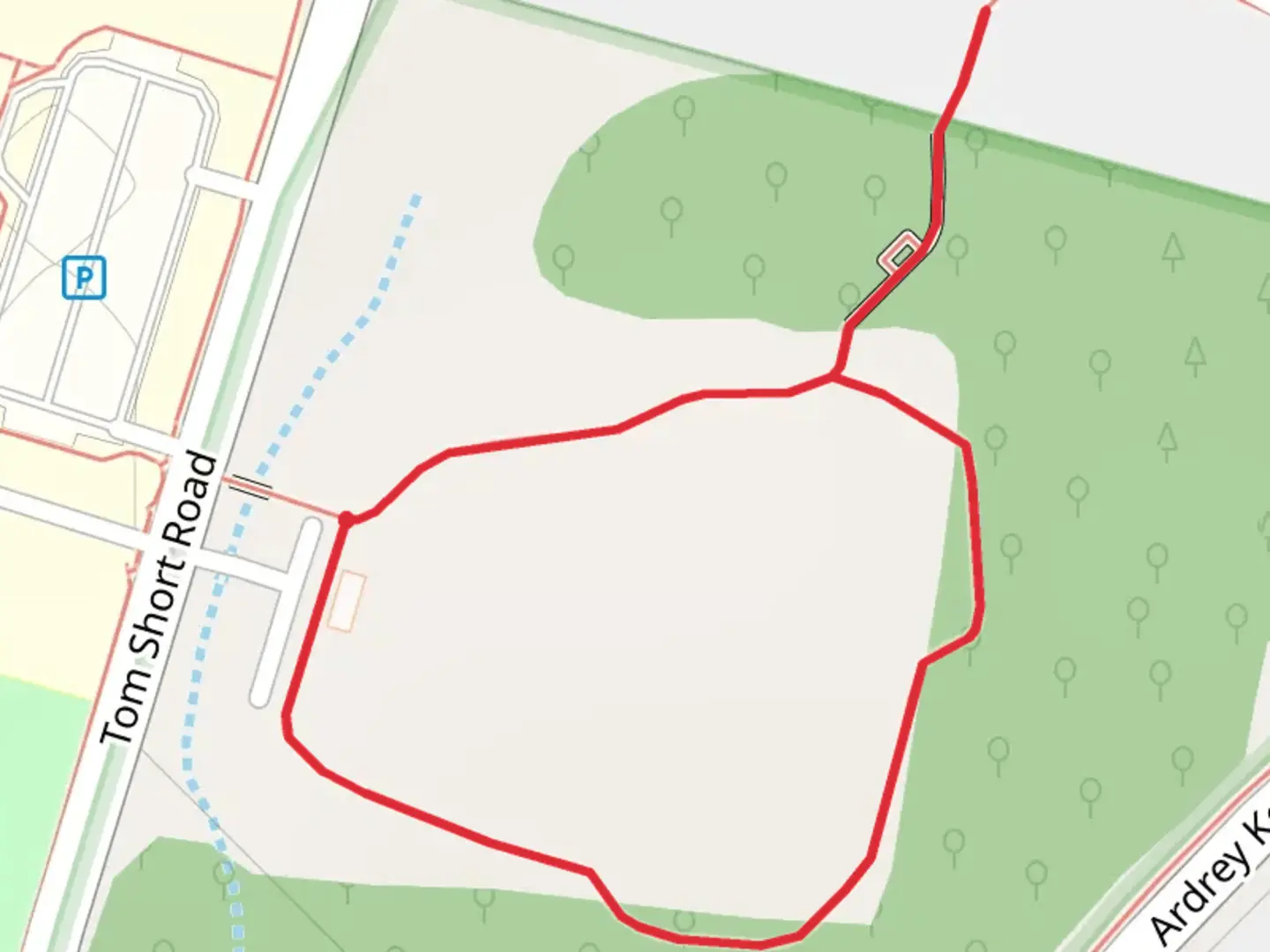 An image depicting the trail Tom Short Road Loop and its surrounding area.