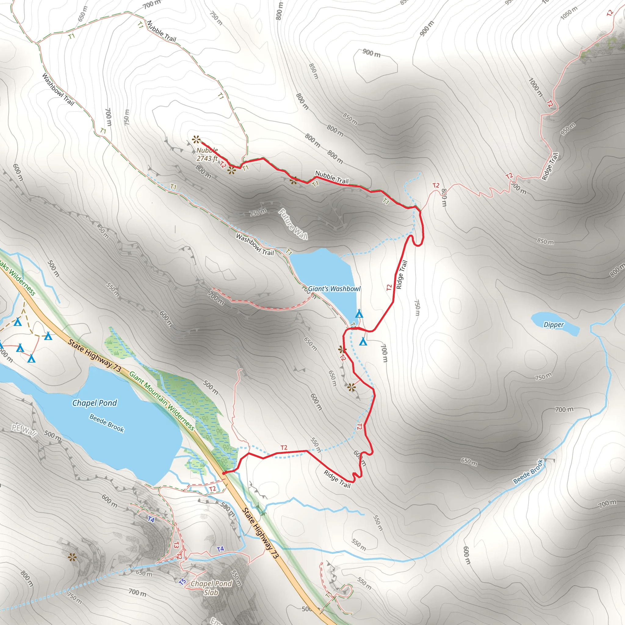 Giant Washbowl and Nubble Mountain mobile static map