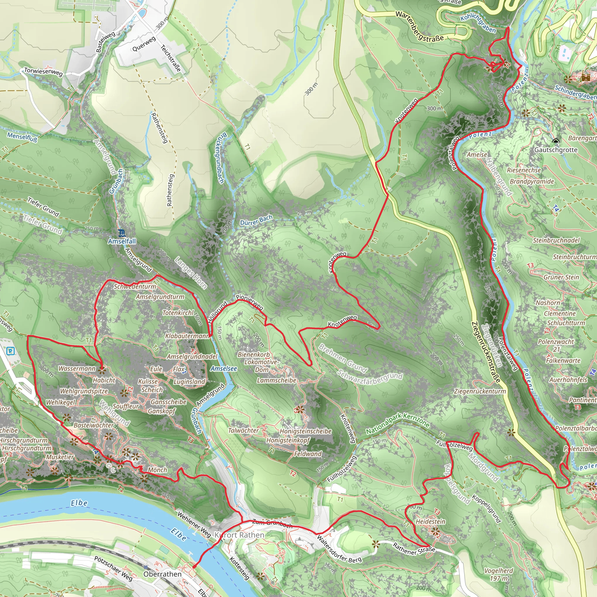 Pavillonaussicht via Gansweg, Schwedenlöcher and Gamrigweg mobile static map