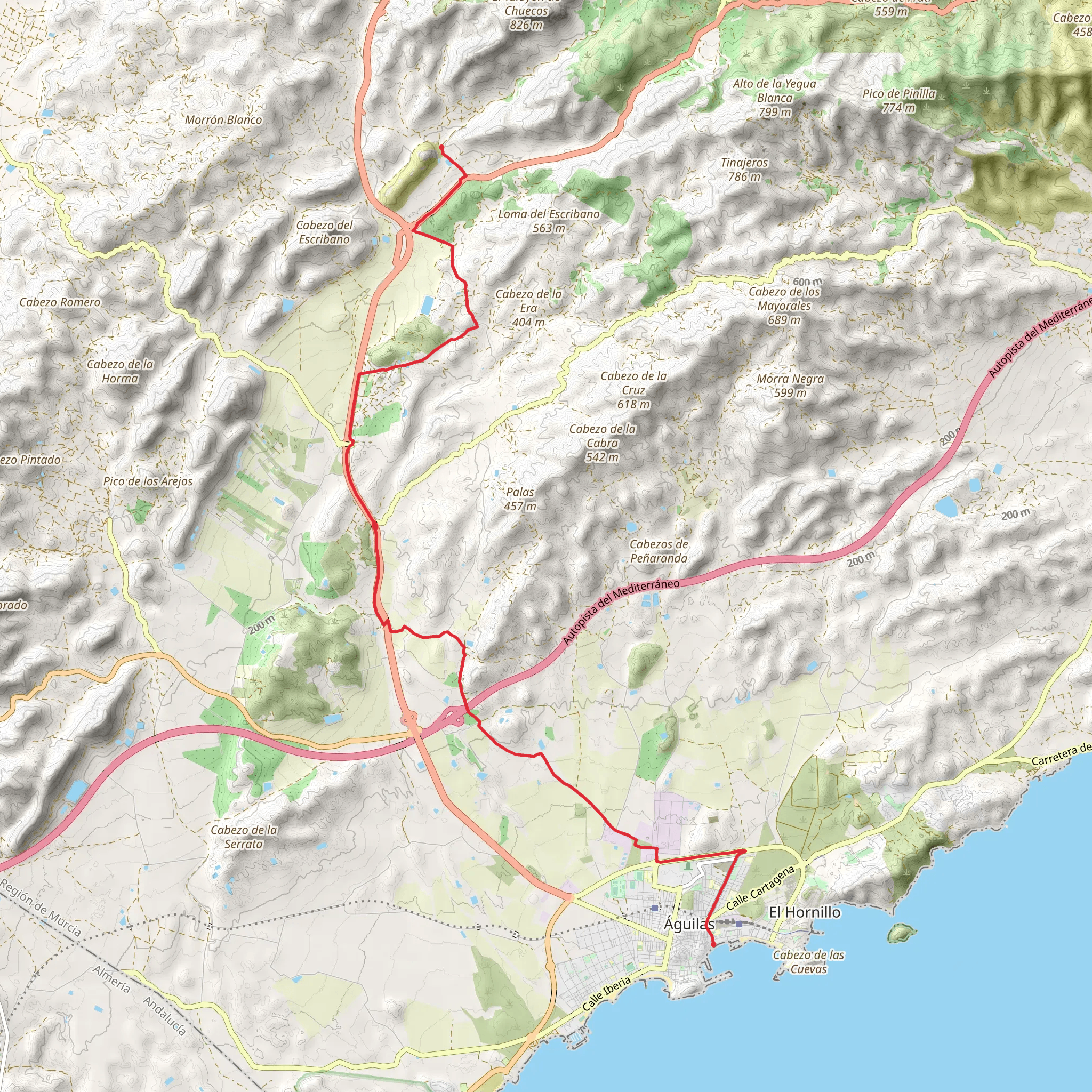 Path of the Camino del Agua PR MU 113 mobile static map