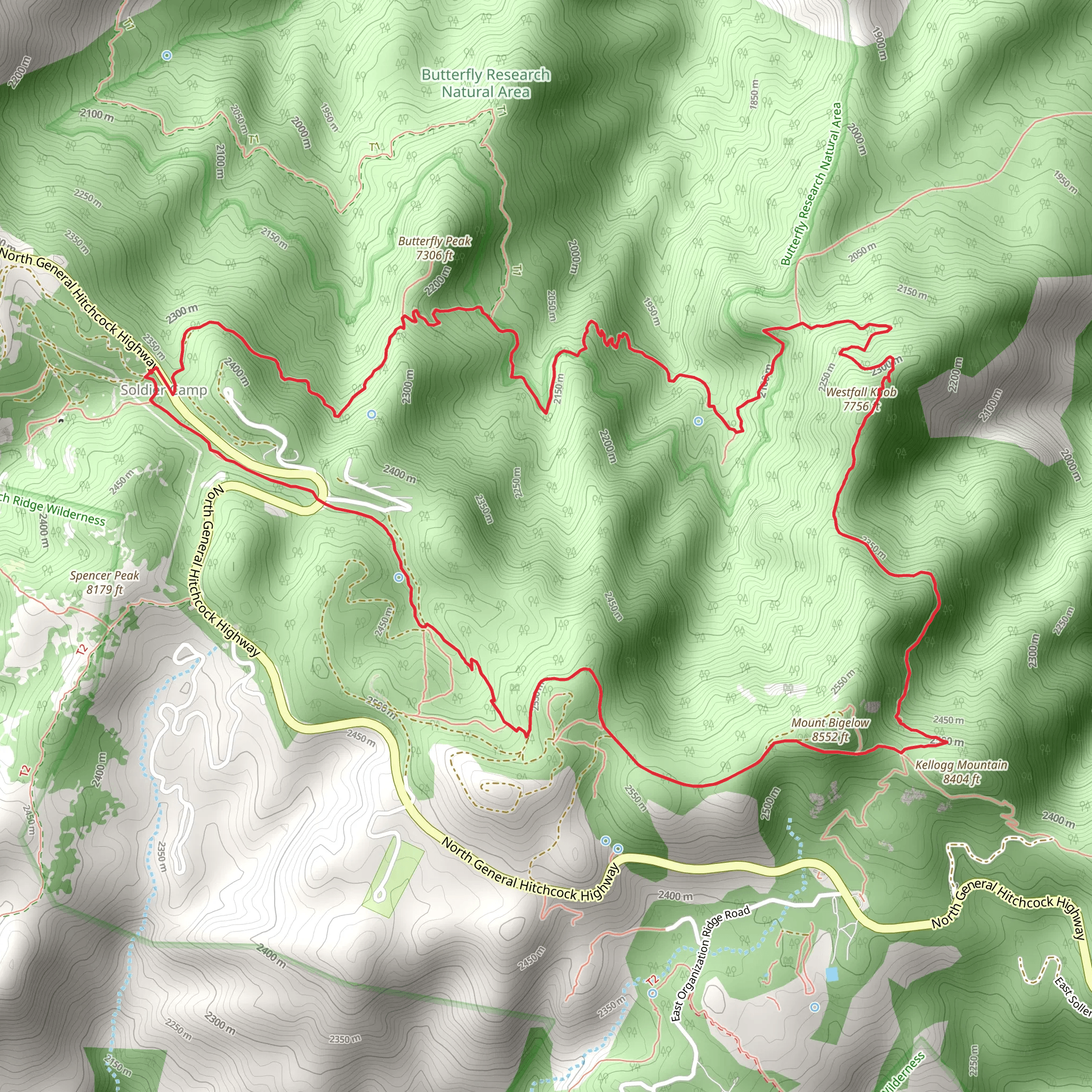 Sky Islands Traverse, Westfall Knob and Butterfly Trail LOop mobile static map
