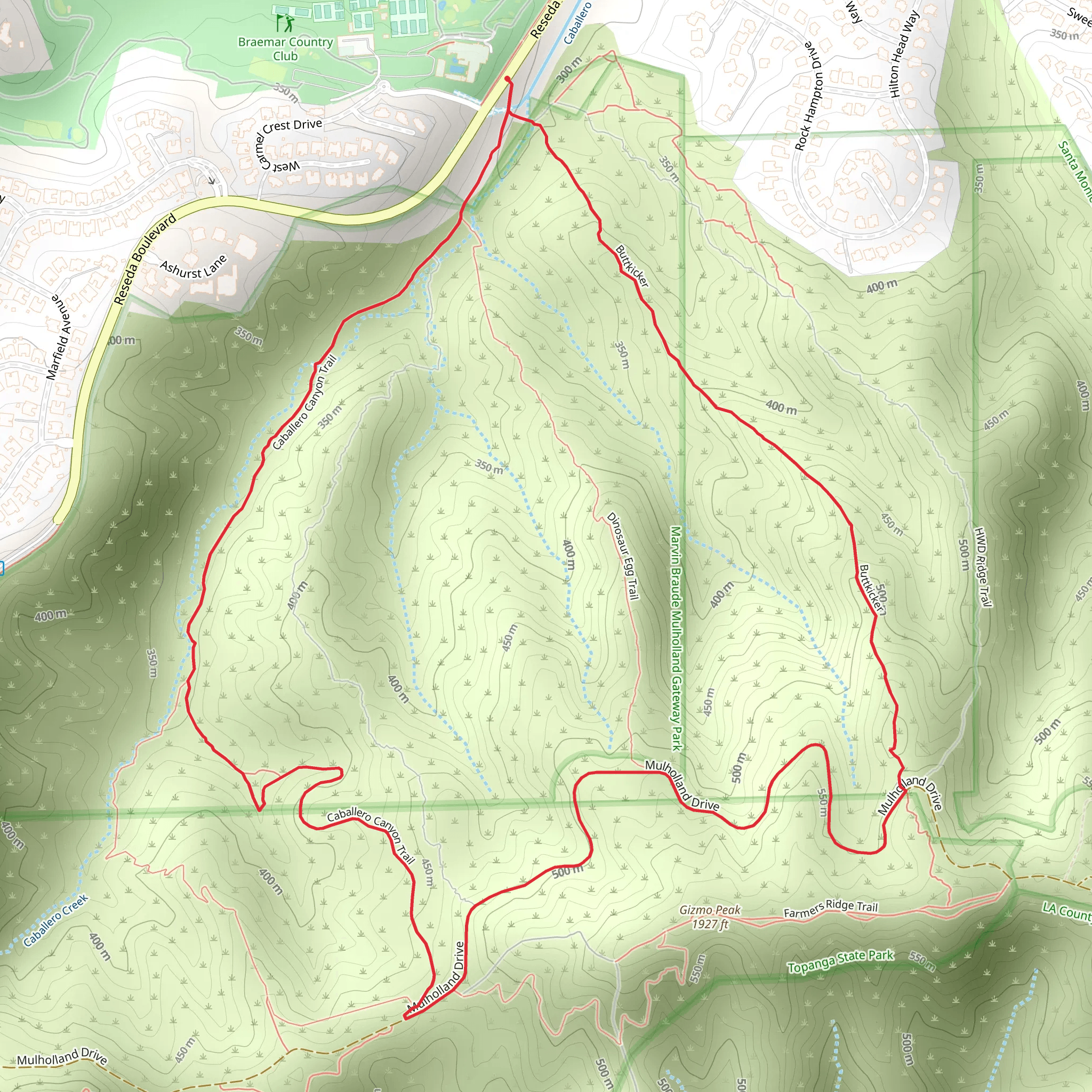 Lower Hectic - Caballero Canyon Loop Trail mobile static map