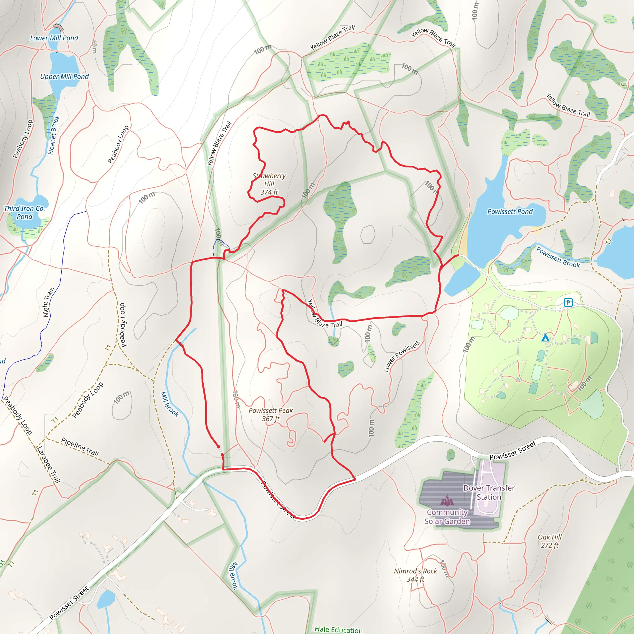 Strawberry Hill and Powissett Peak Loop Trail mobile static map