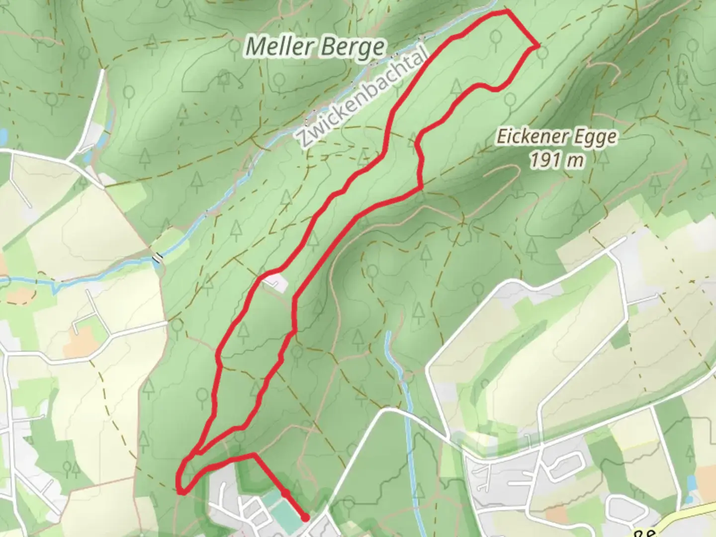 An image depicting the trail Meller Berg Short Loop and its surrounding area.