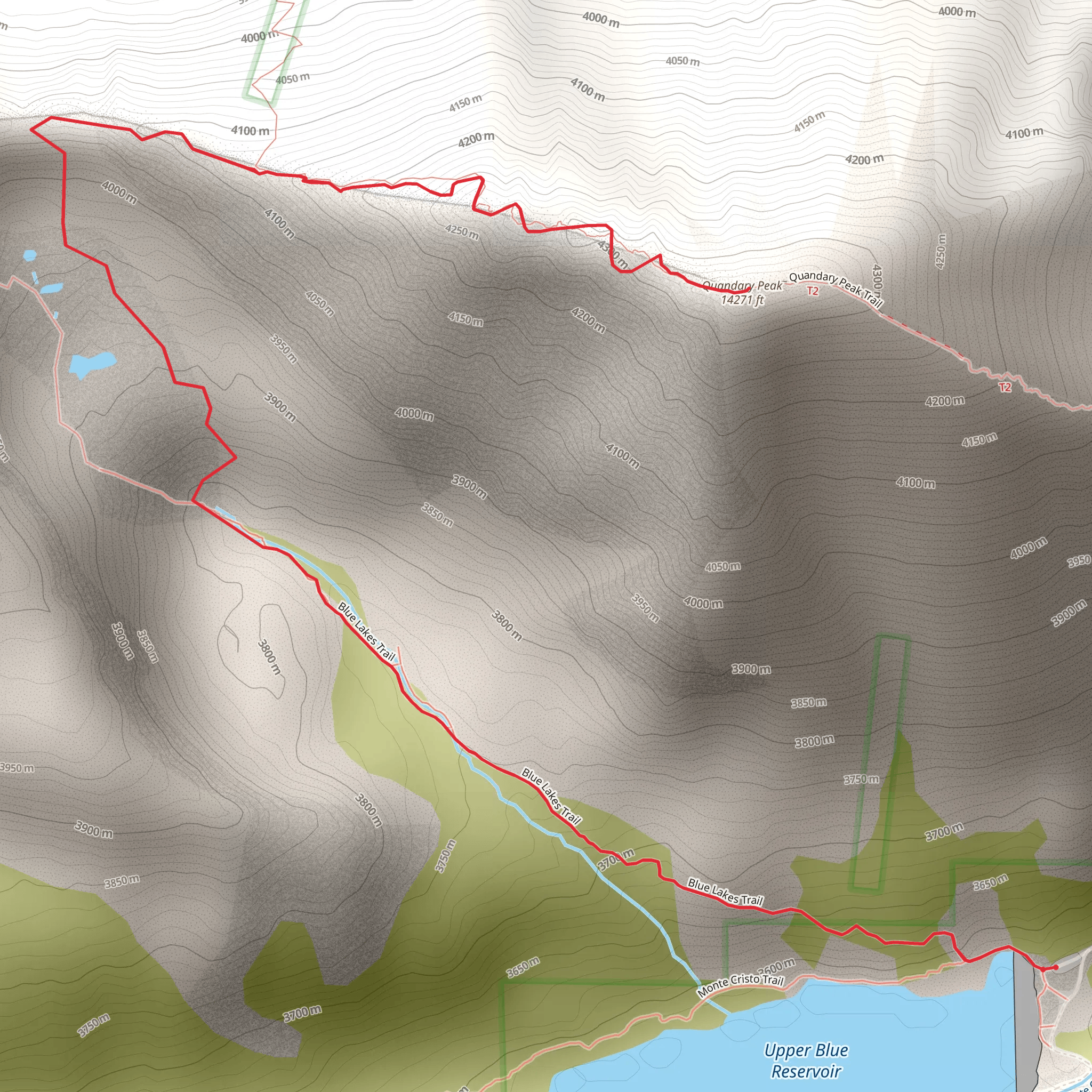 Quandary Peak via Blue Lakes Trail mobile static map