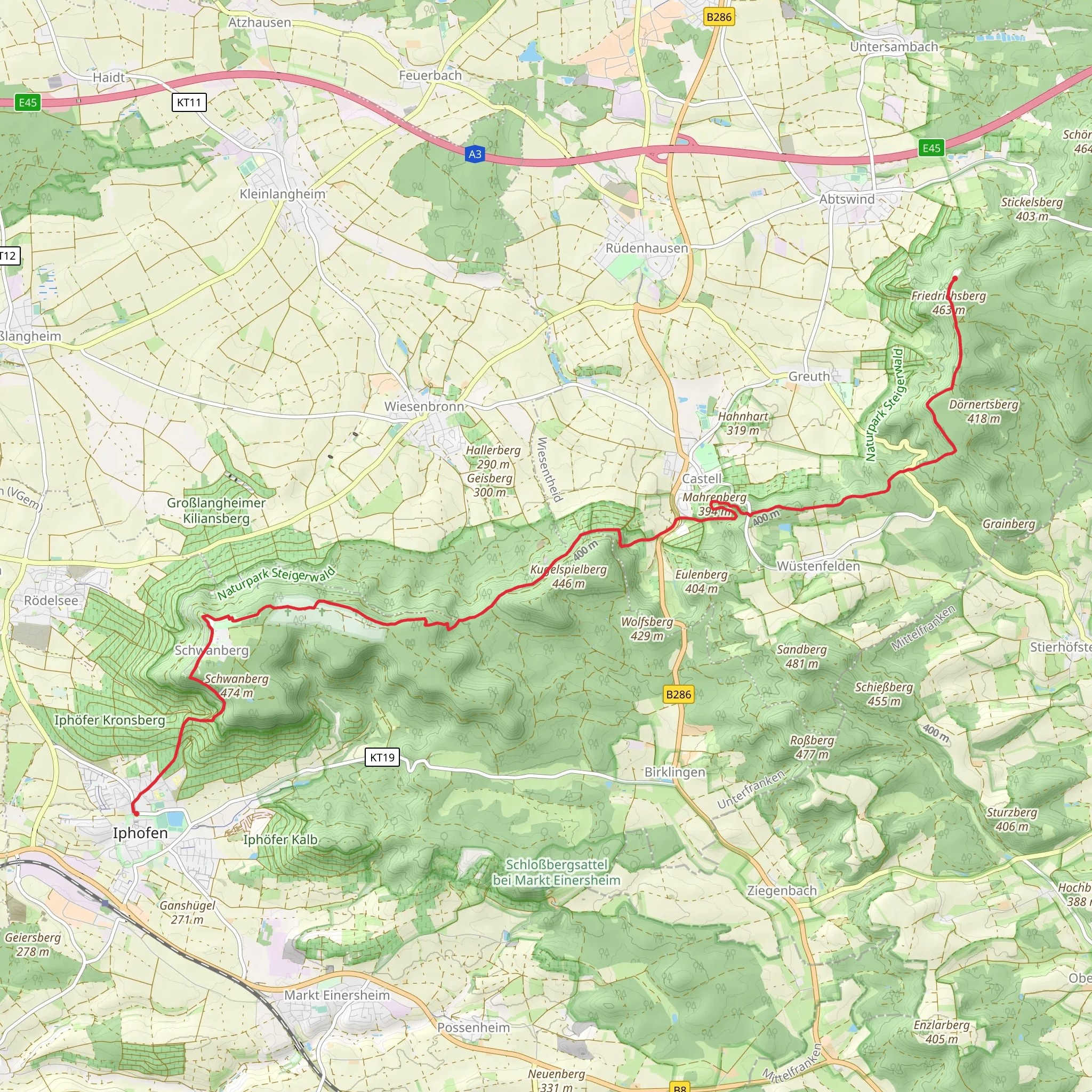 Iphofen to Friedrichsberg Walk mobile static map
