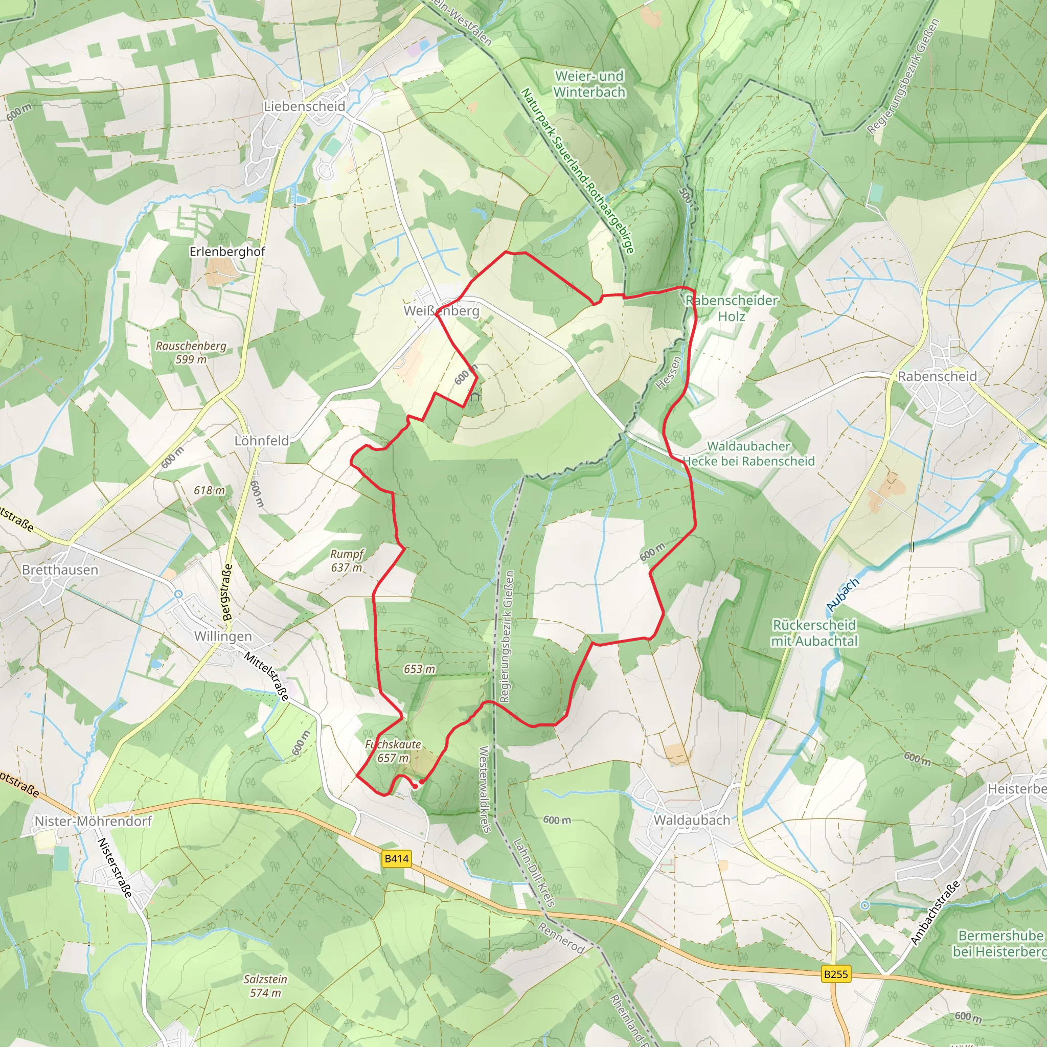 Ketzerstein Loop via Rothaarsteig Westerwald mobile static map